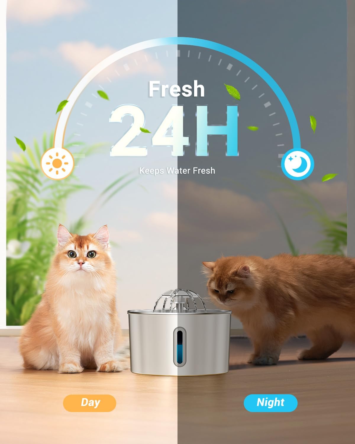 Cat Water Fountain Stainless Steel - 74oz/2.2L Pet Gift Dog Water Dispenser Automatic Silent Cats Dispenser for Drinking Indoor Metal Kitty Spout Fountains with 3 Filters & 3 Sponges Cat Dogs Gifts