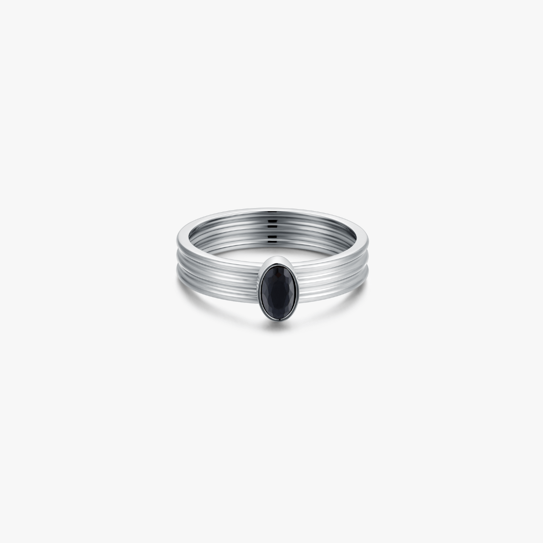 Oval Black Gem Ring