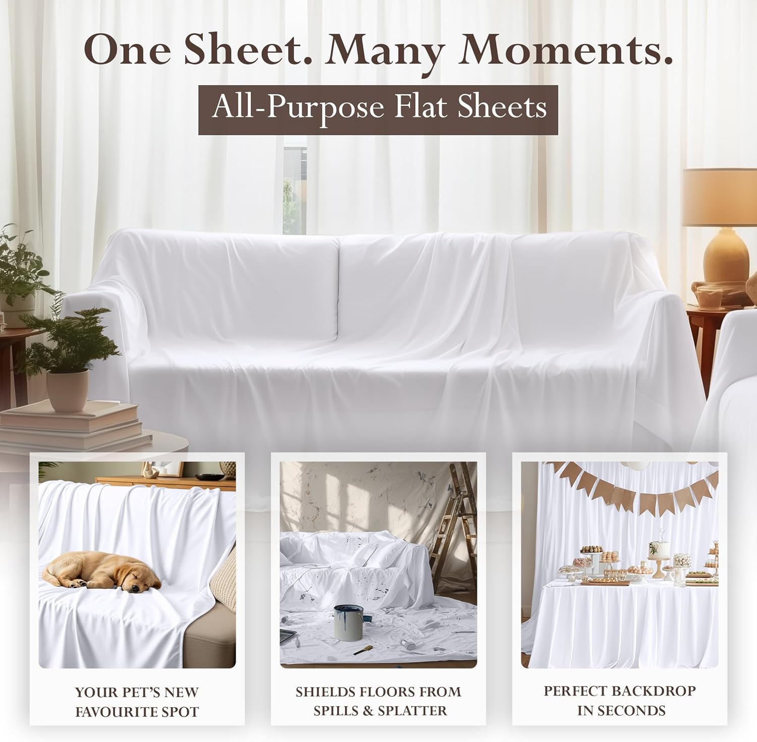 Utopia Bedding Flat Sheet - 1 Pack (Queen, White) - Soft Brushed Microfiber Fabric - Shrinkage & Fade Resistant Top Sheet - Easy Care Bed Sheet