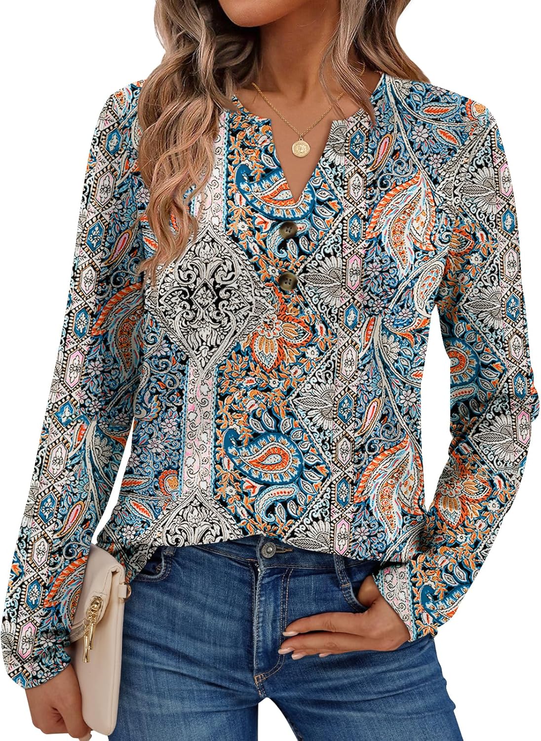 AUTOMET Women's Long Sleeve Shirts 2026 Spring Fashion Dressy Casual Tops Trendy Henley Blouses Cute Work Outfits Clothes