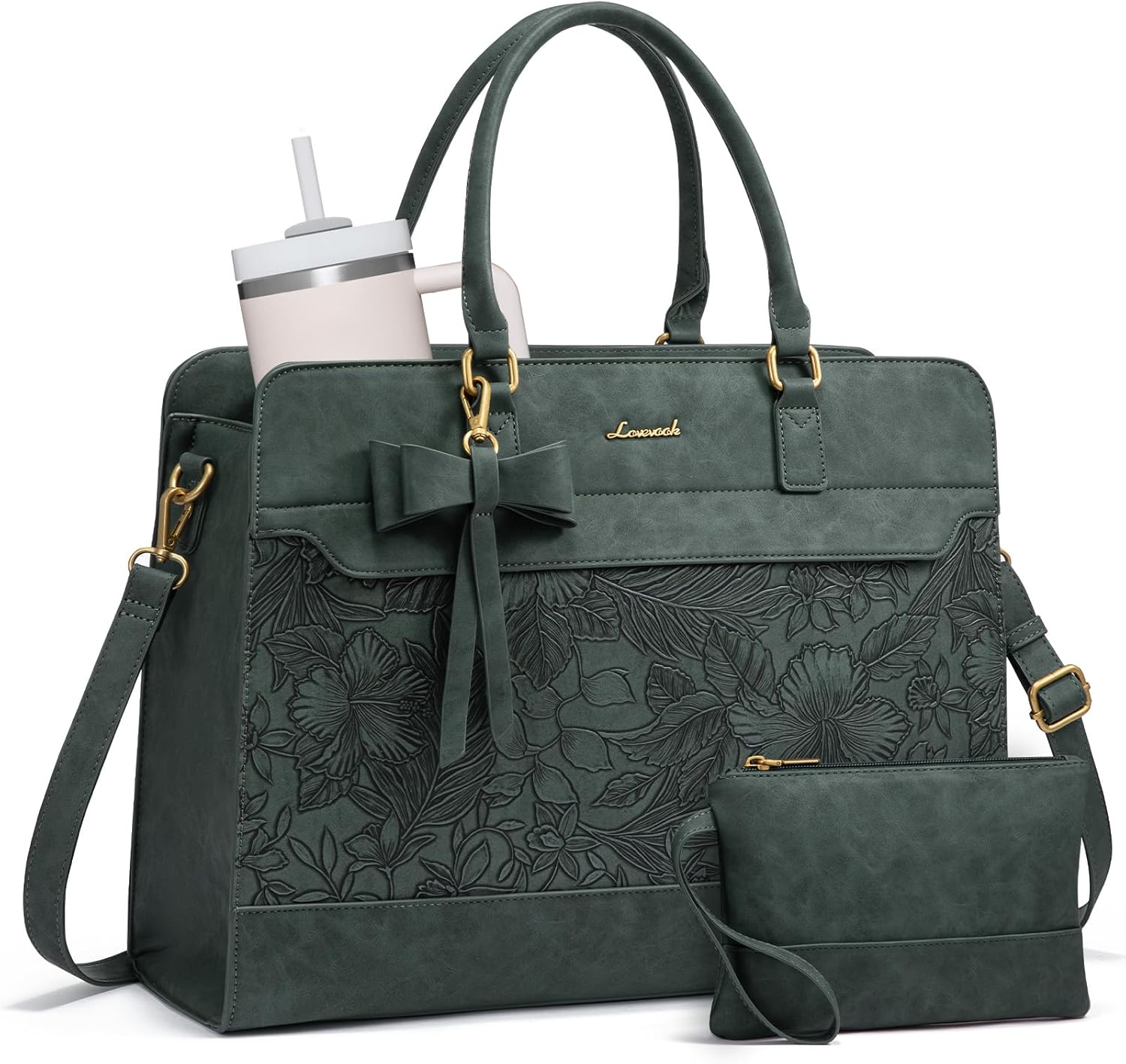 LOVEVOOK Laptop Tote Bag for Women,Leather Work Bag, Waterproof Business Teacher Bag,Large Computer Handbag Purse Briefcase,Office Gifts for Women