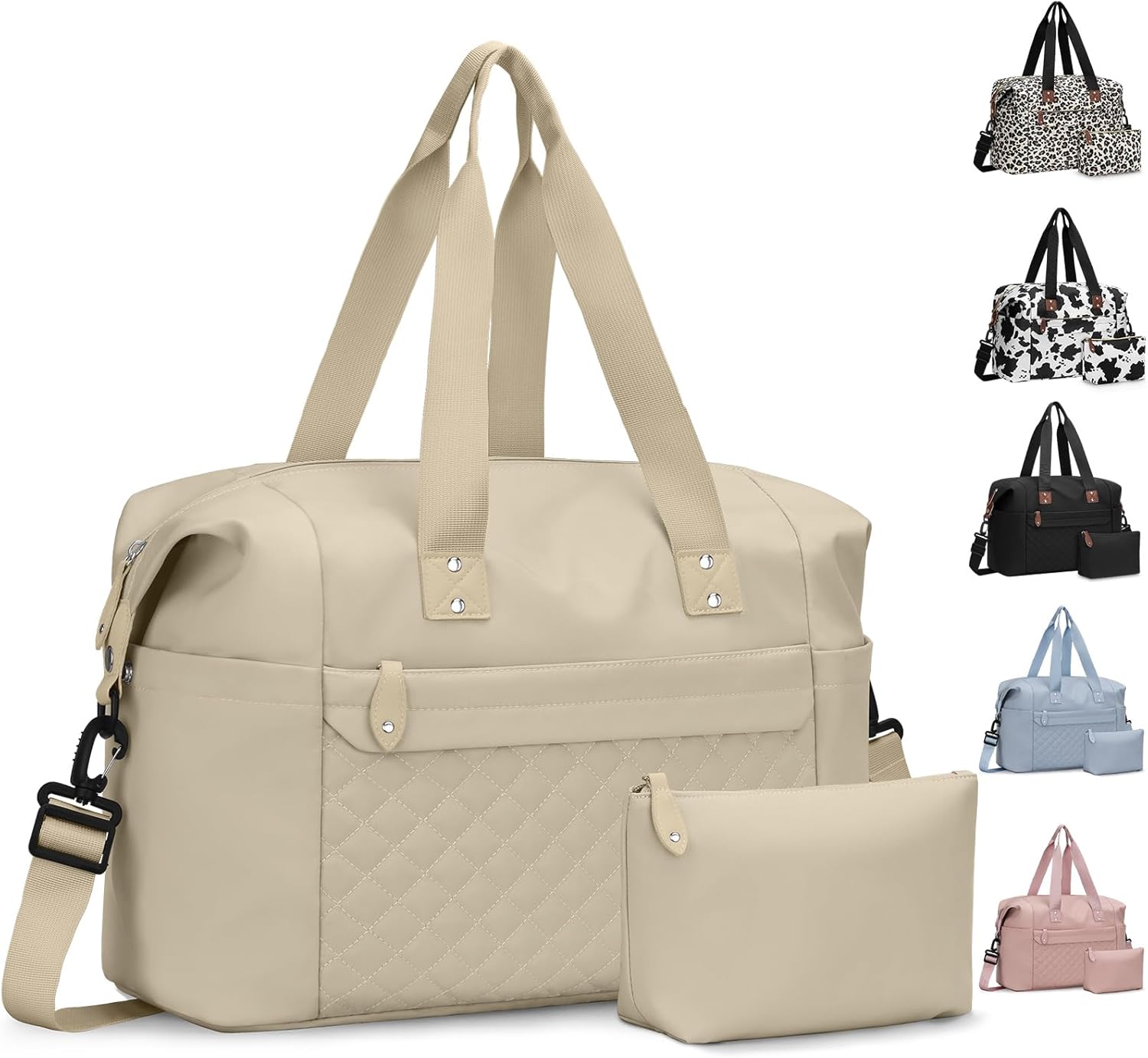 Travel Duffle Bag, Waterproof Weekender Overnight Hospital Bags for Women Men with Toiletry Bag Lightweight Carry on Personal Item Duffle Gym Bag for Travel, Airplanes, Sports