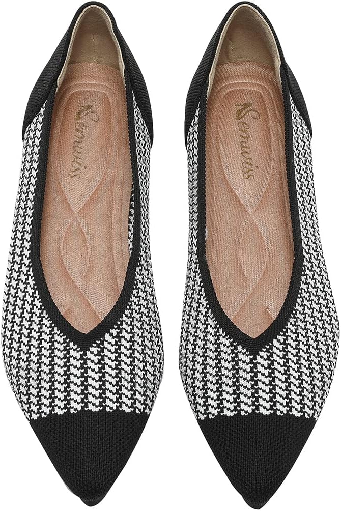 Semwiss Women's Ballet Flats Comfortable Casual Dressy Shoes,Work Flats Office Shoes Pointed Toe Leopard Flats.