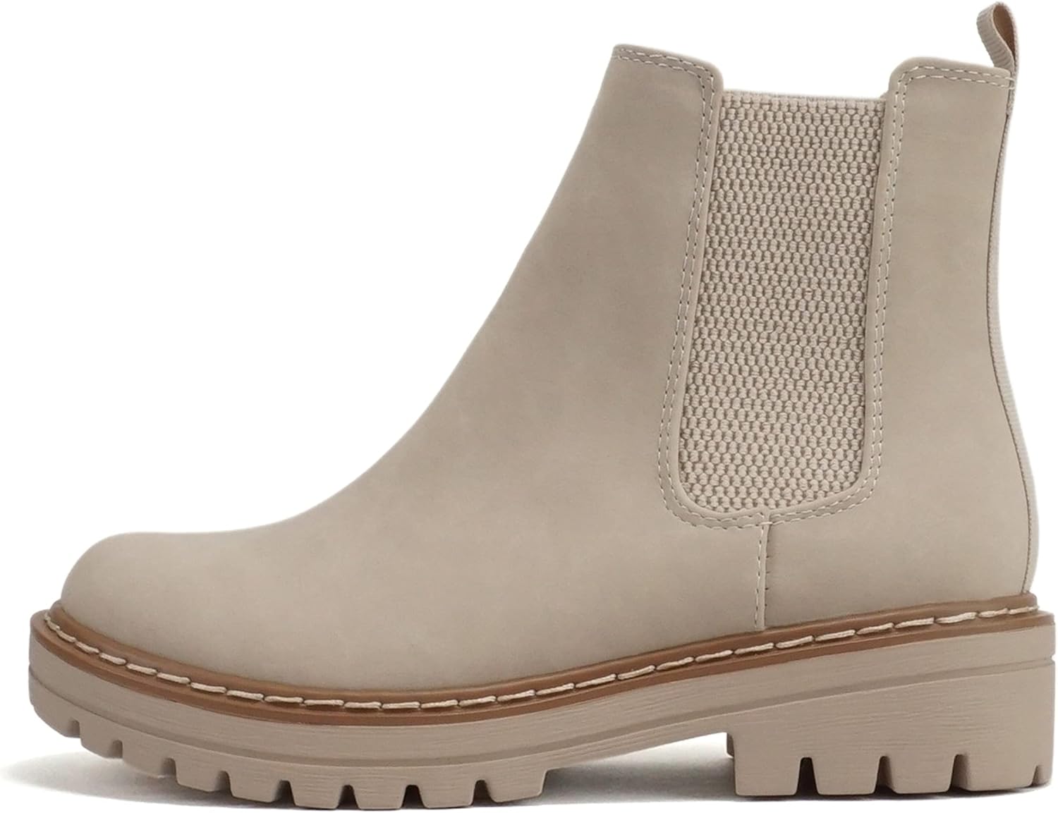 Soda Pilot ~ Women Lug Sole Low Heel Chelsea Fashion Ankle Bootie w/Double Elastic Gore