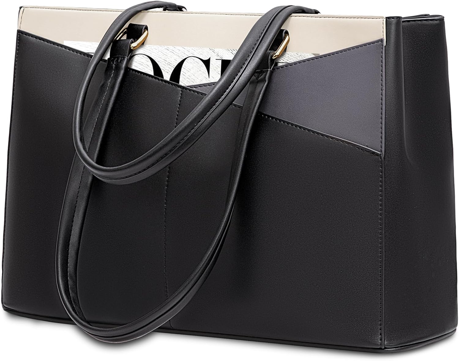 LOVEVOOK Laptop Tote Bag for Women 15.6 Inch Waterproof Leather Computer Bags Business Office Work Briefcase Black