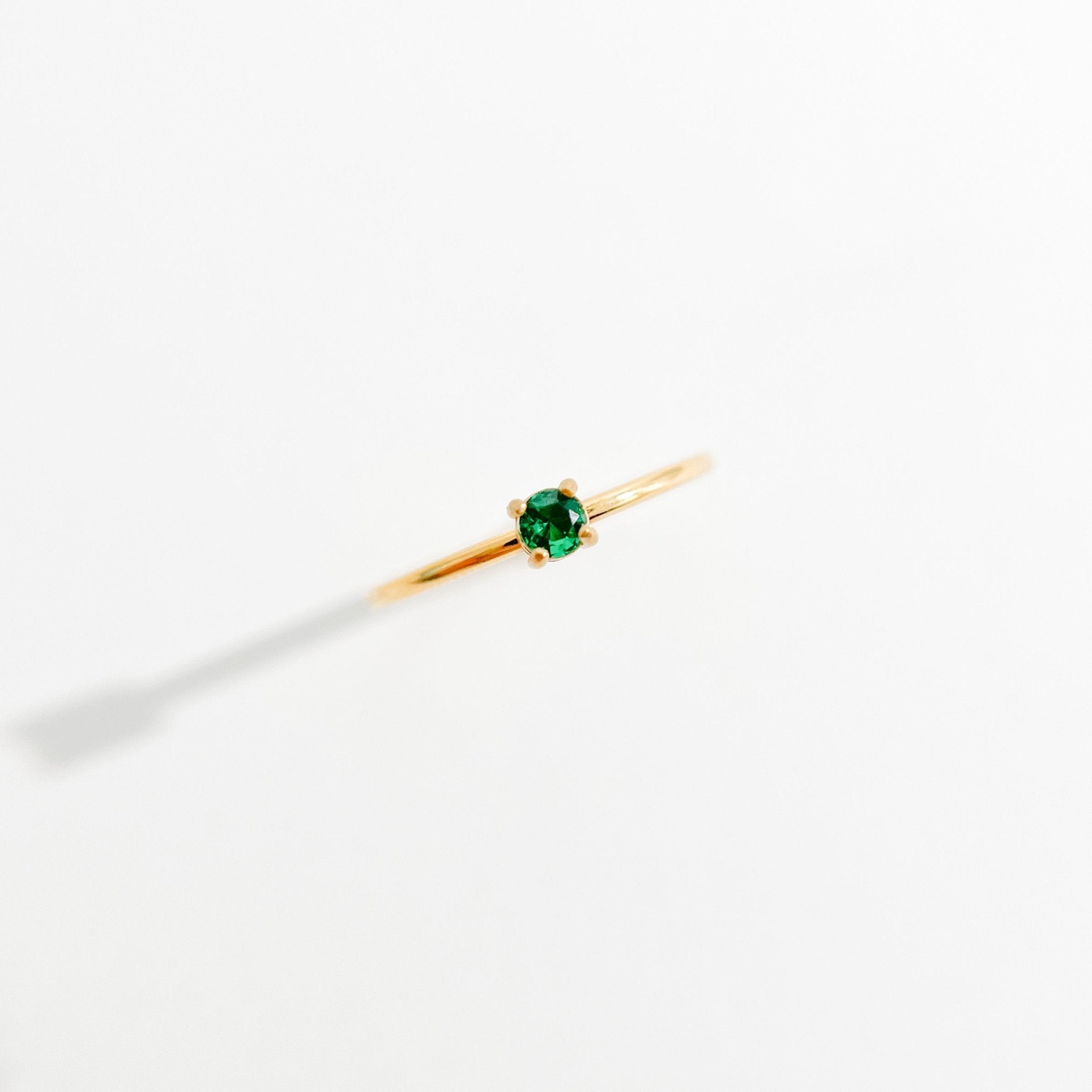 Mini Single Green Gem Ring in Gold