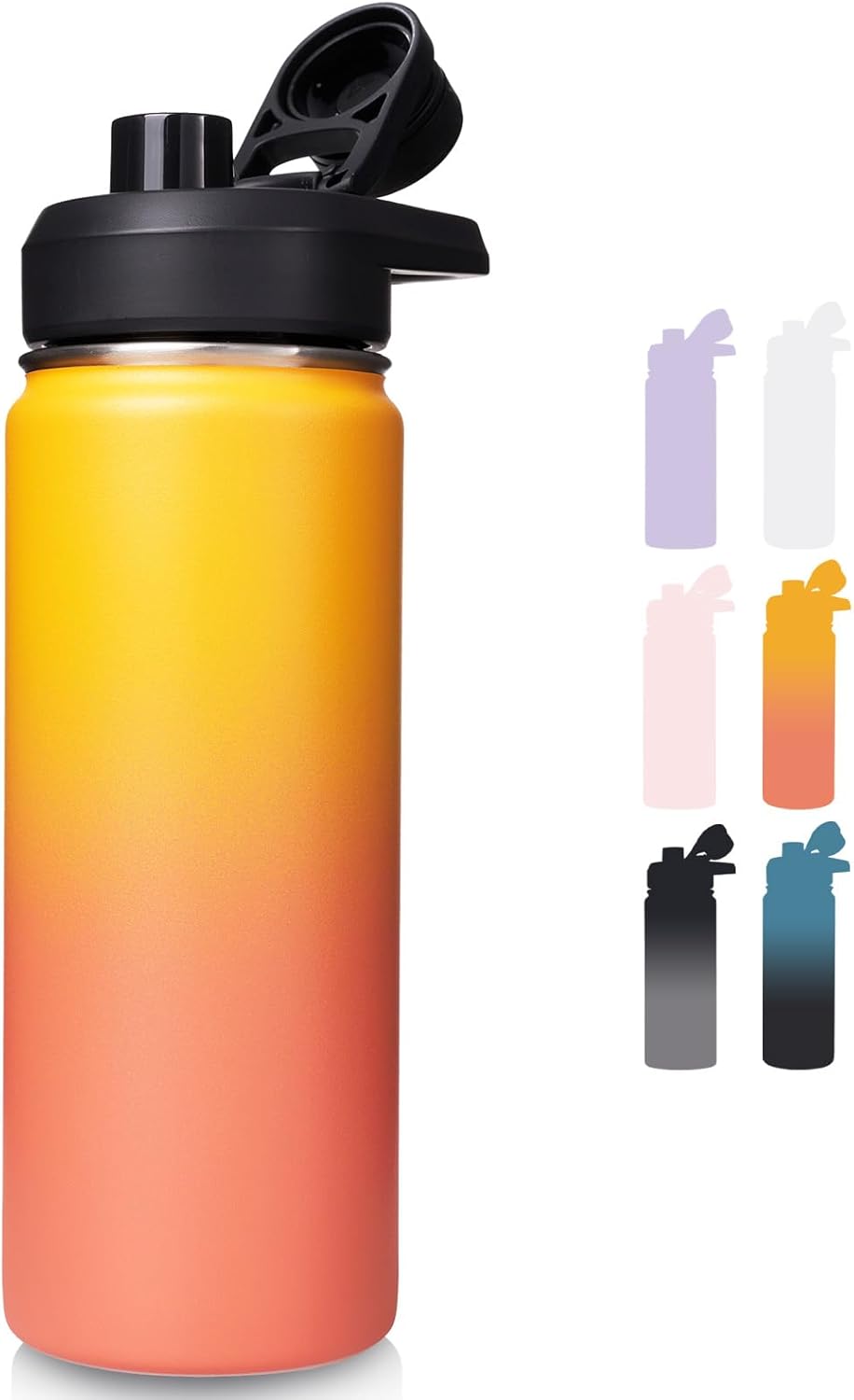24 oz Insulated Water Bottle with Handle, 304 Stainless Steel Water Bottles with Wide Mouth, Double Wall Vacuum Sports Water Bottle, BPA Free, Keep Cold and Hot, Blue&Black