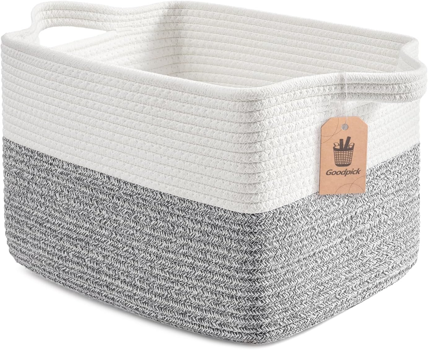 Goodpick Cube Storage Bins - Towel, Book, Cloth, Shoes, Closet Shelf Woven Baskets for Office, Baby Laundry, Toys, 13''x10''x9''
