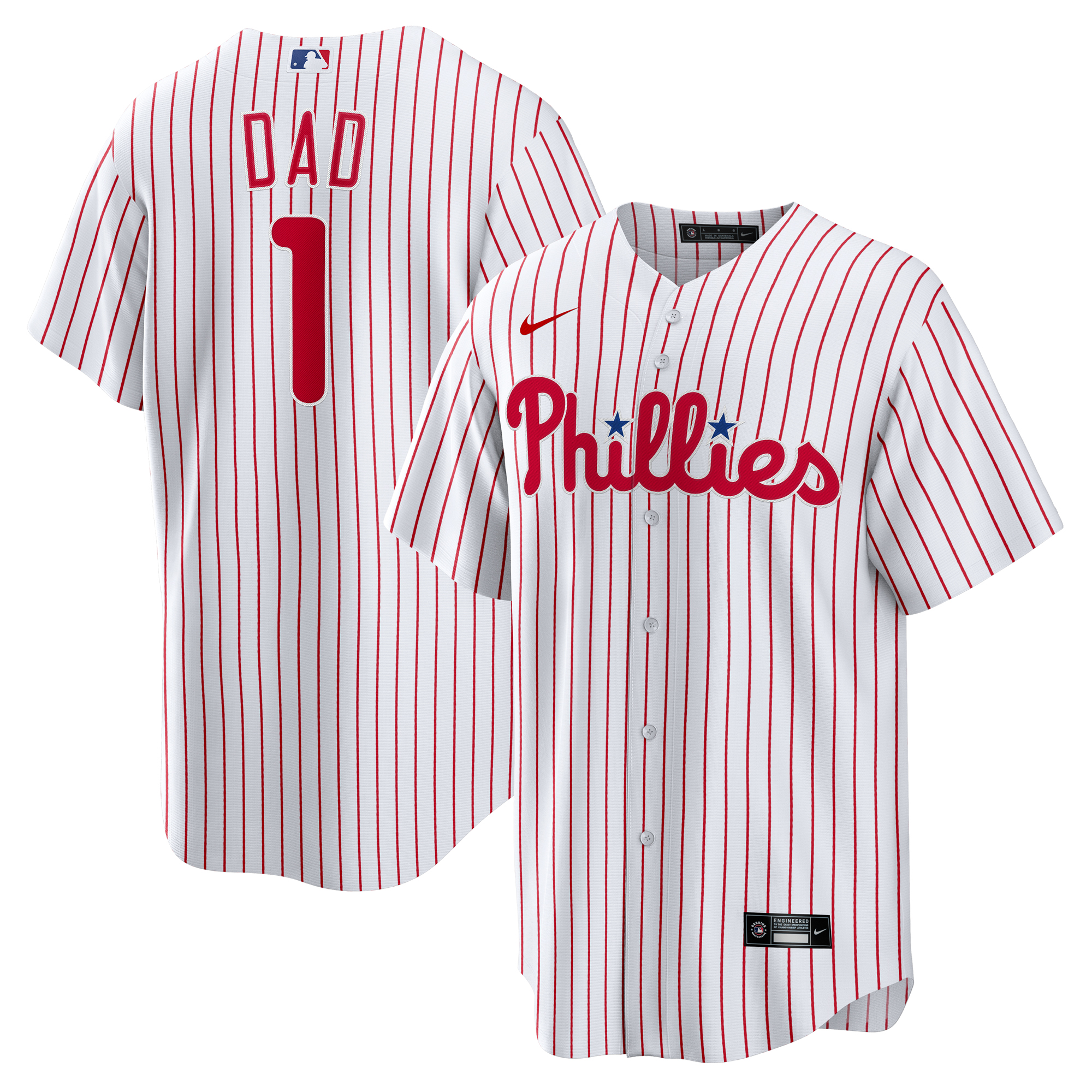 Men's Philadelphia Phillies Nike White #1 Dad Home Replica Jersey