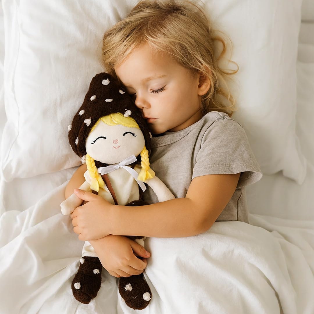 Soft Baby Doll Toys (16'') Baby Rag Doll for Girls Birthday Cuddly Plush Toys for Toddler Kids (Mushroom Girl)