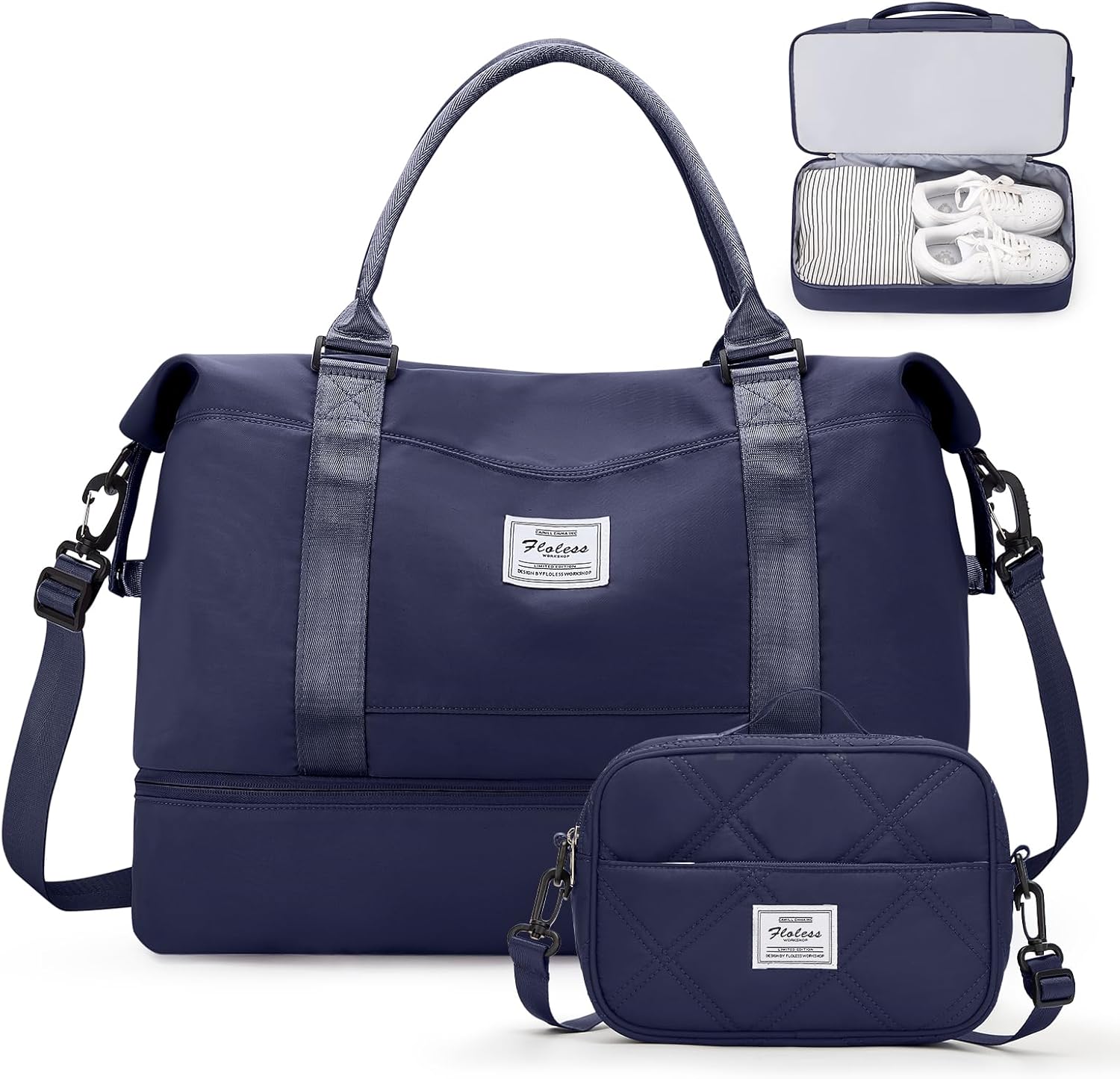 Weekender Bags for Women,Personal Item Travel Bag with Shoes Compartment,Overnight Travel Duffel Bag with Toiletry Bag