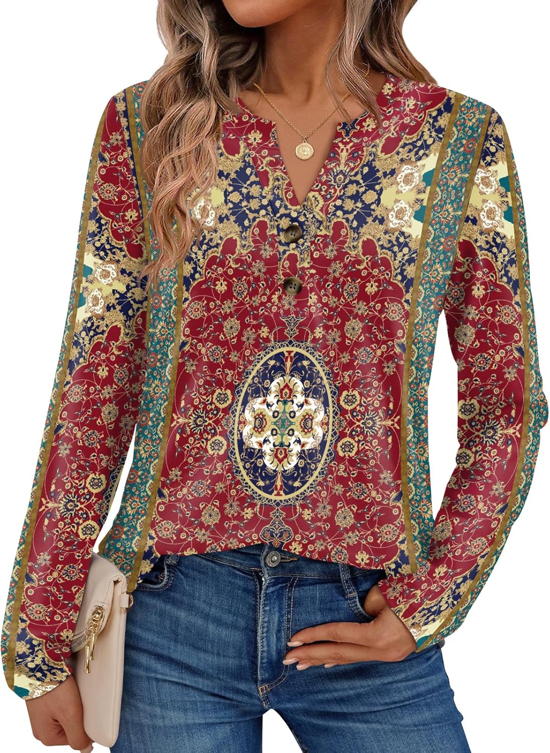 AUTOMET Women's Long Sleeve Shirts 2026 Spring Fashion Dressy Casual Tops Trendy Henley Blouses Cute Work Outfits Clothes