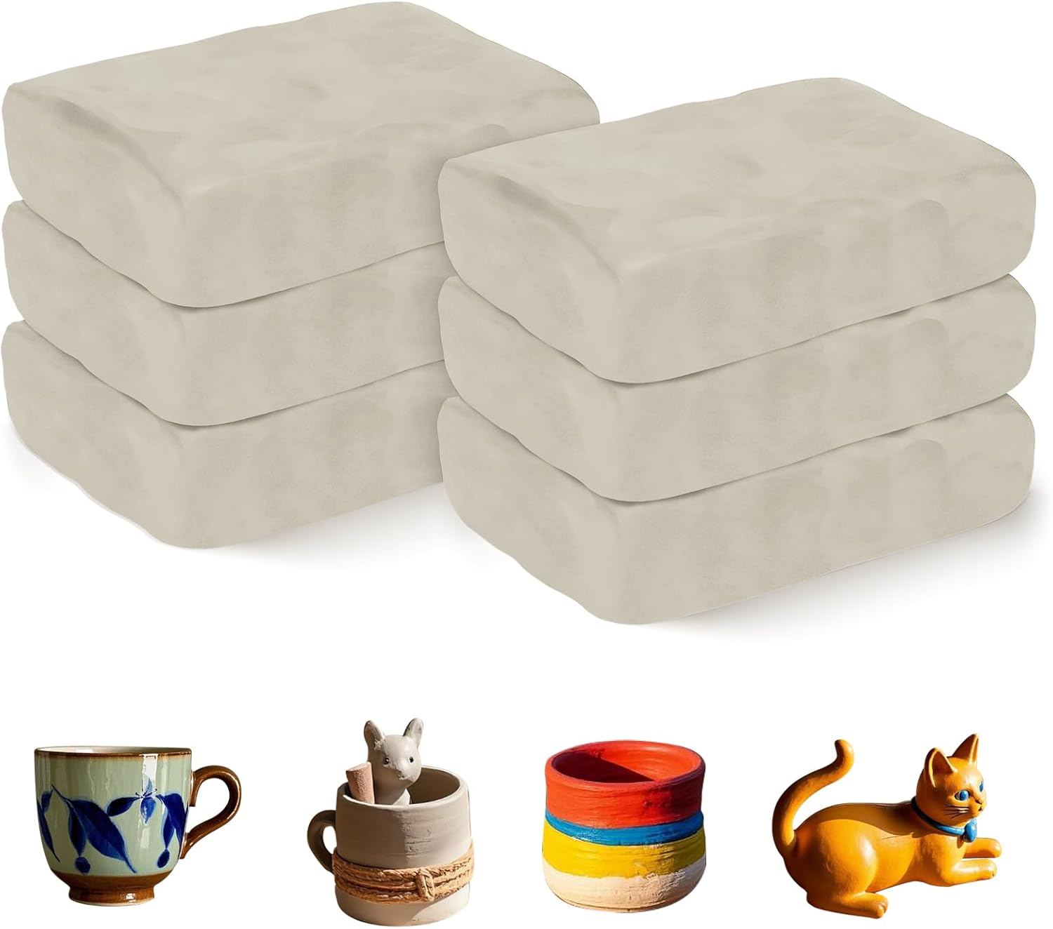 ZEHIQ Premium Air Dry Clay-2.2 lbs Natural White Pottery Clay for Wheel Throwing, Hand Building, Sculpting Molding | No Baking Required, Self-Hardening | Beginner & Professional Artist Supplies(White)