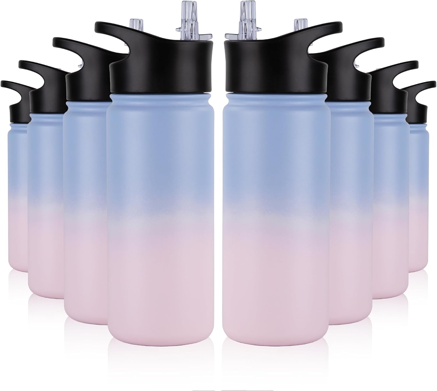 40 oz Insulated Water Bottle with Straw, Stainless Steel Sports Water Bottles with 2 Lids (Straw and Wide Mouth lid), Double Wall Vacuum, Leakproof, BPA-Free, Black