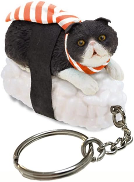 Sushi Cat Clever Idiots Nekozushi Keychain - Blind Box Includes 1 of 5 Collectable Figurines - Features a Detachable Keyring (Version 1)