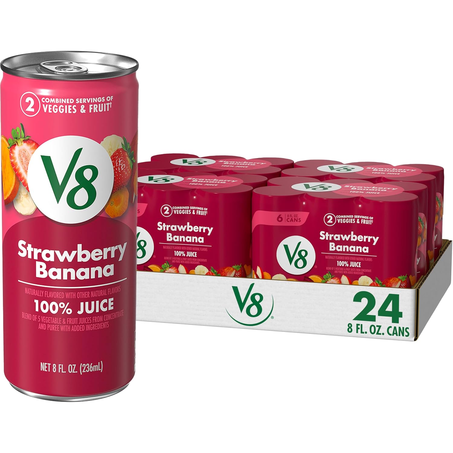 V8 Deliciously Green 100% Fruit and Vegetable Juice, 8 fl oz Can (24 Pack)
