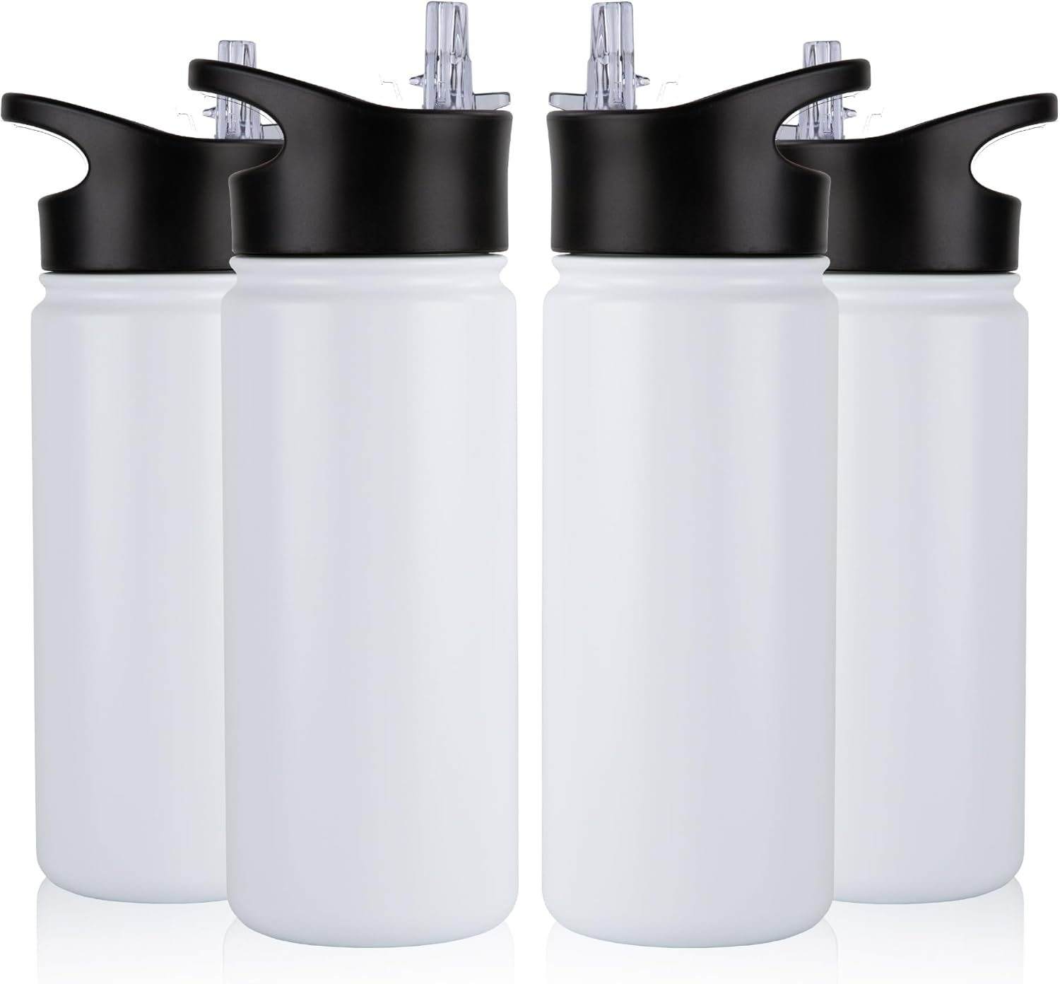 40 oz Insulated Water Bottle with Straw, Stainless Steel Sports Water Bottles with 2 Lids (Straw and Wide Mouth lid), Double Wall Vacuum, Leakproof, BPA-Free, Black