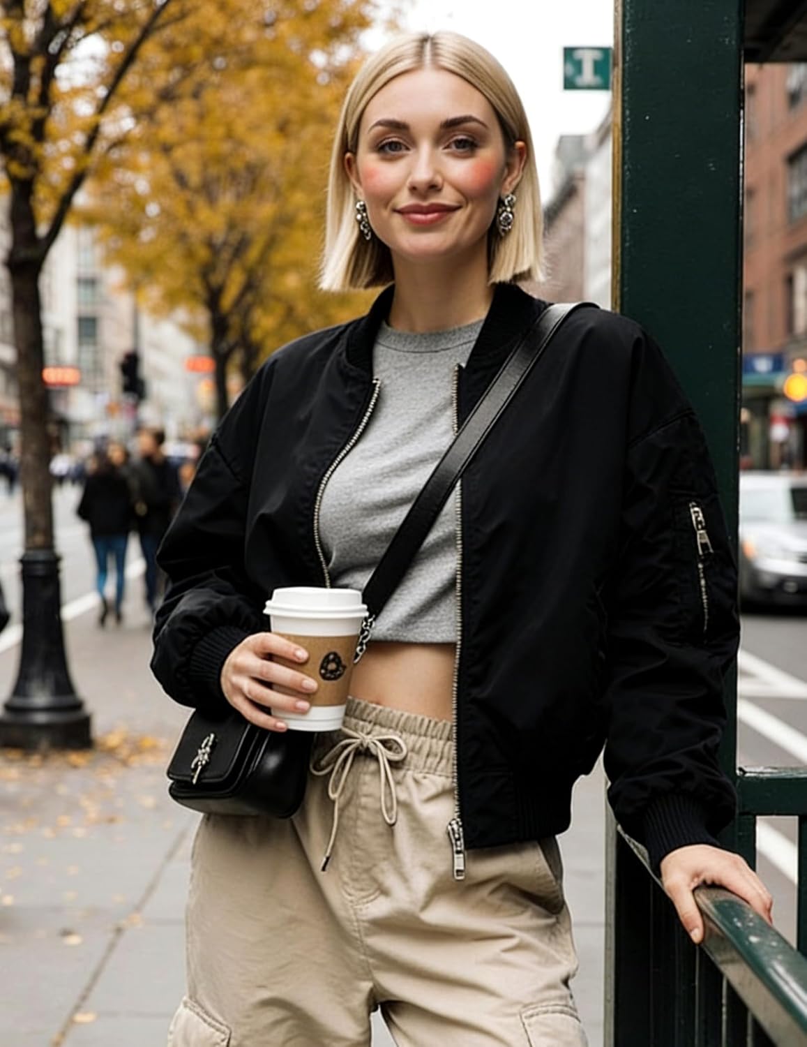 Zeagoo Women's Bomber Jacket Casual Coat Zip Up Spring Fall Clothes with Pockets S-XXL