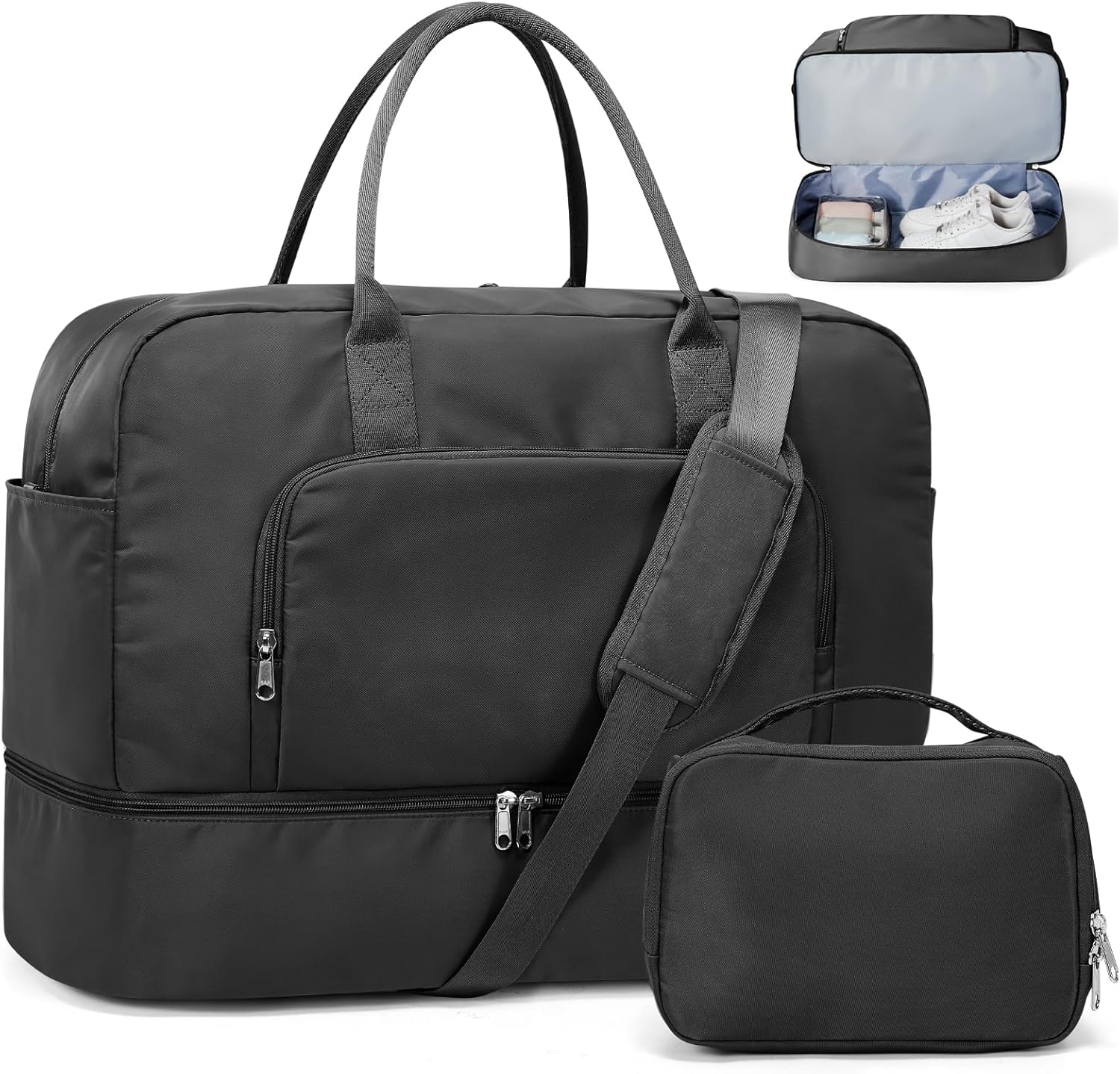 Weekender Bags for Women,Personal Item Travel Bag with Shoes Compartment,Overnight Travel Duffel Bag with Toiletry Bag
