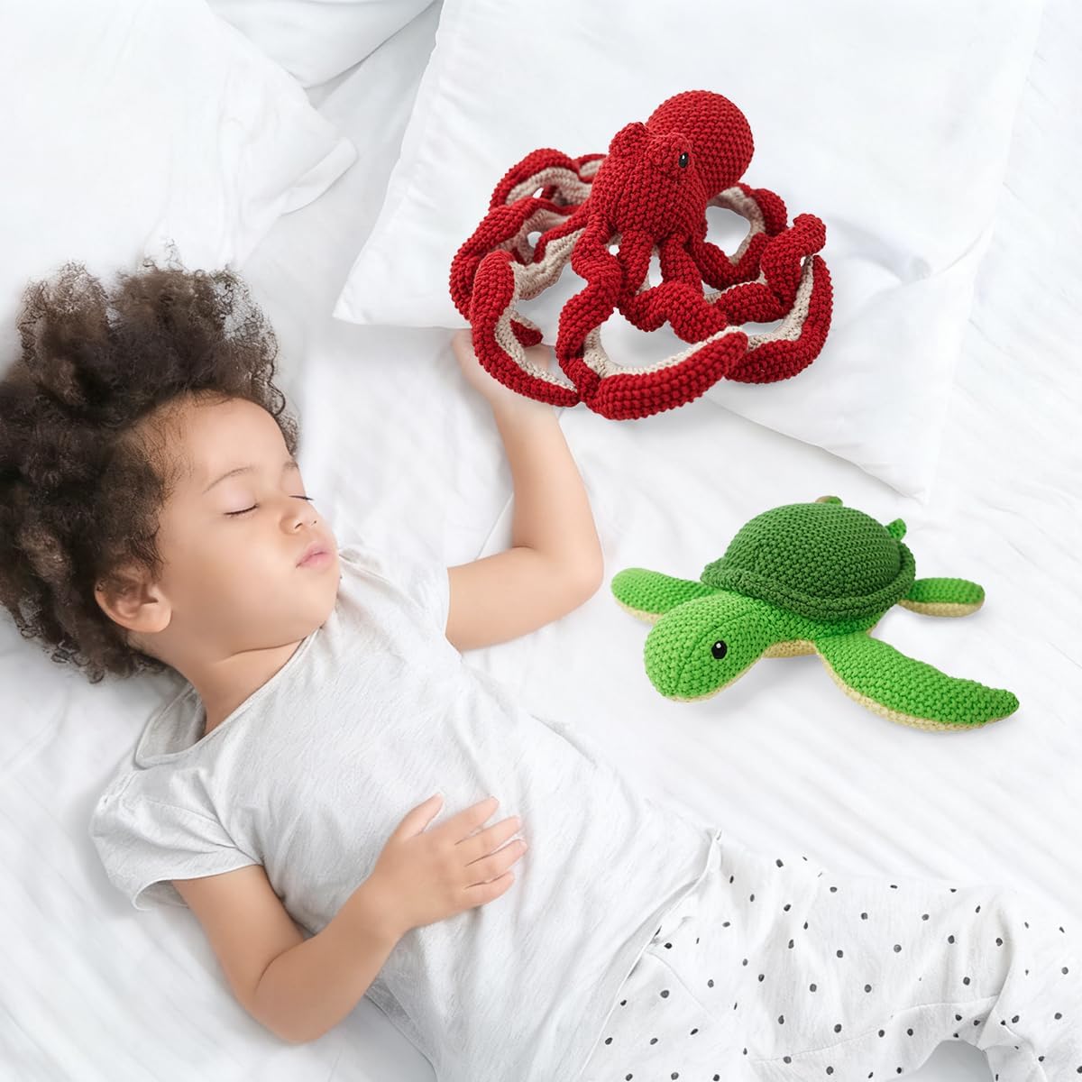 Turtle Stuffed Animal for Kids,8inch Ocean Toys Hand Knit Doll Baby Cute Doll Bed Time,Handmade Knit Animal Toy Soft Cotton Knitted Animals Teddy Bear Christmas Birthday Gifts （Turtle）