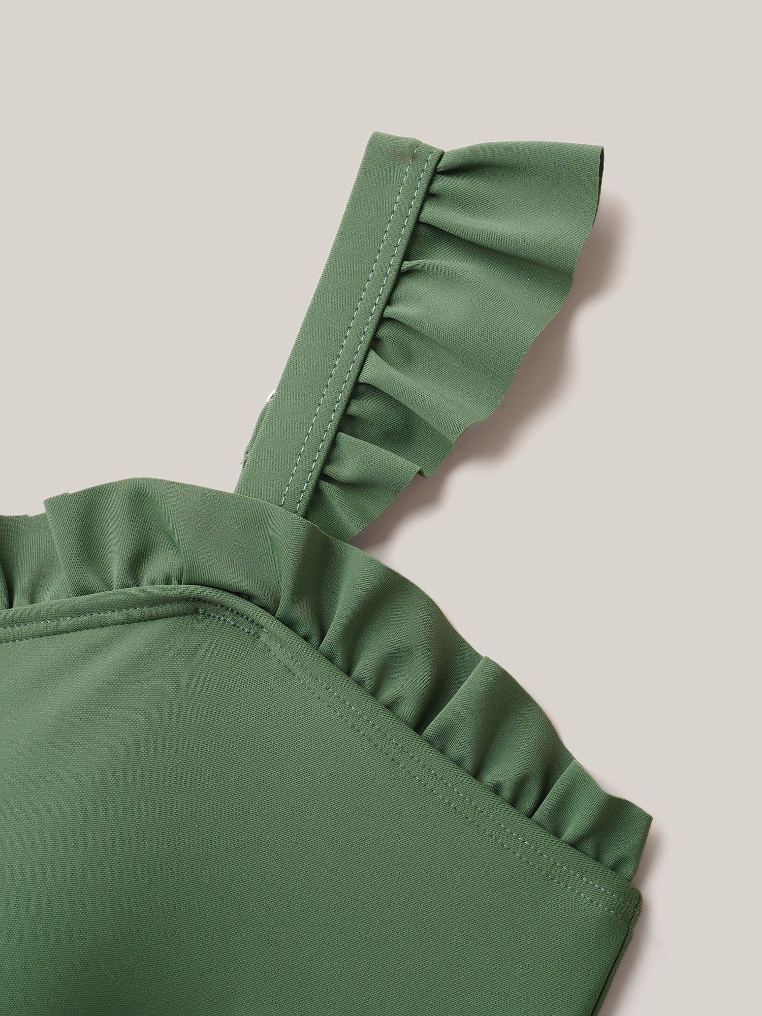 Frill Trim Belted Fit Flare Swim Dress