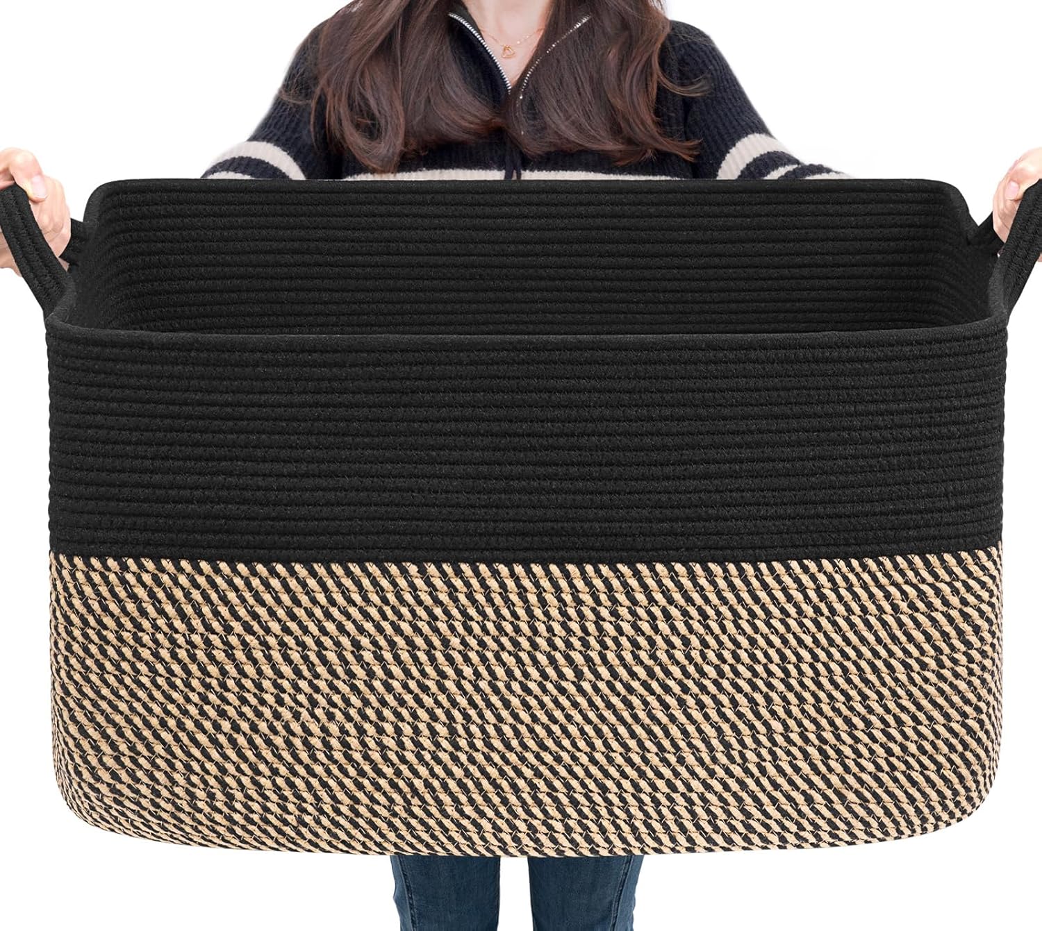 Goodpick Cube Storage Bins - Towel, Book, Cloth, Shoes, Closet Shelf Woven Baskets for Office, Baby Laundry, Toys, 13''x10''x9''