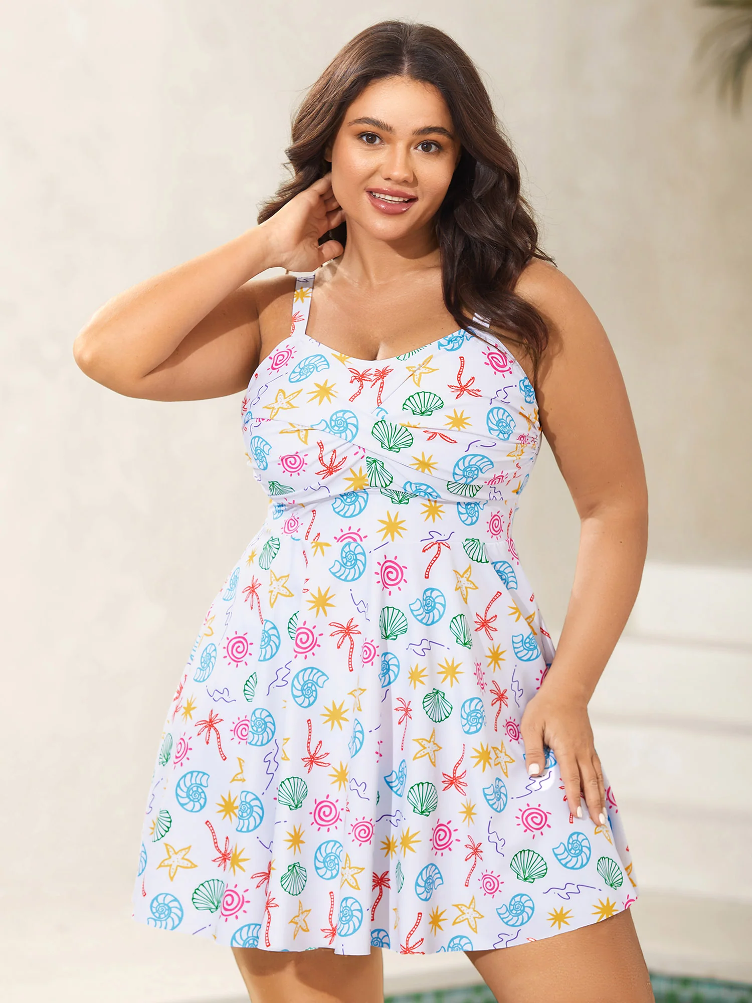 Marine Elements Twist Front Swim Dress