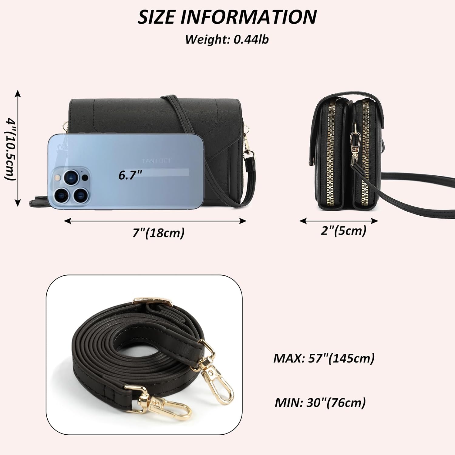TANTOMI Small Crossbody Purses for Women, Vegan Leather Cell Phone Wallet Purse with Strap, Women's Handbags with Credit Card Slots & Phone Pocket, Carteras para Mujer