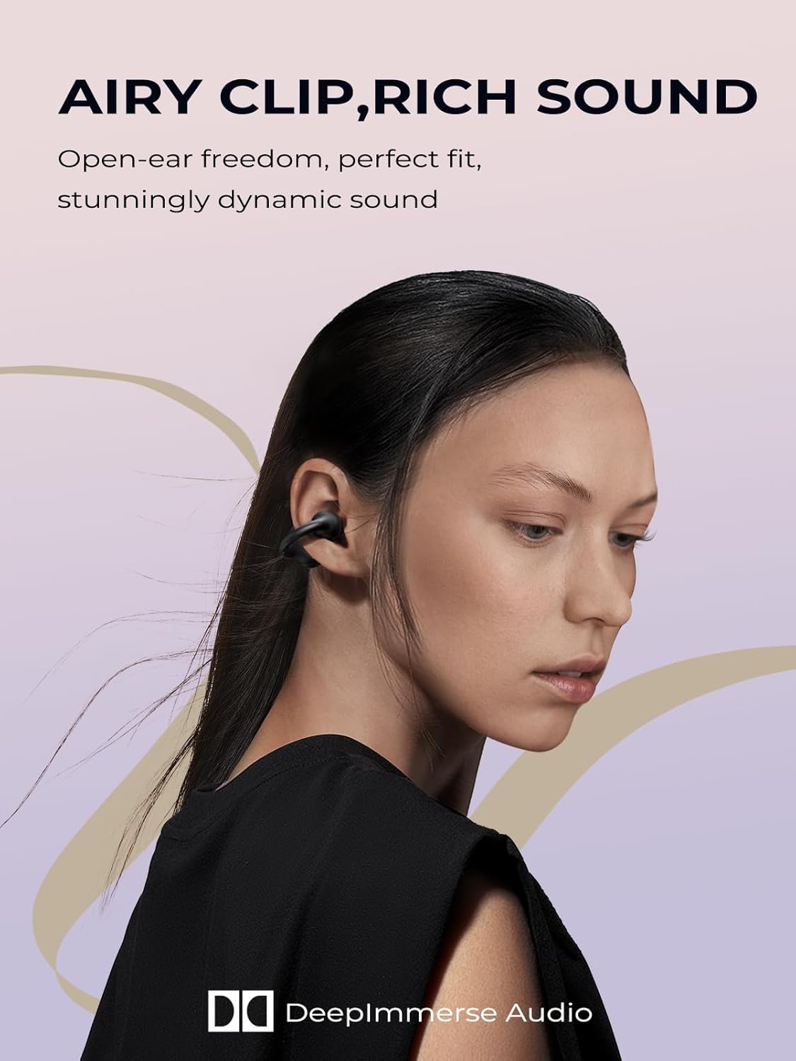 Open Ear Clip On Earbuds, Bluetooth 5.4 AI Music Generator Wireless Bone Conduction Headphones with 4 Mics Clear Calls, 5.7g Ultra-Light, 30H Hi-Fi Stereo Playtime for Sports, Black