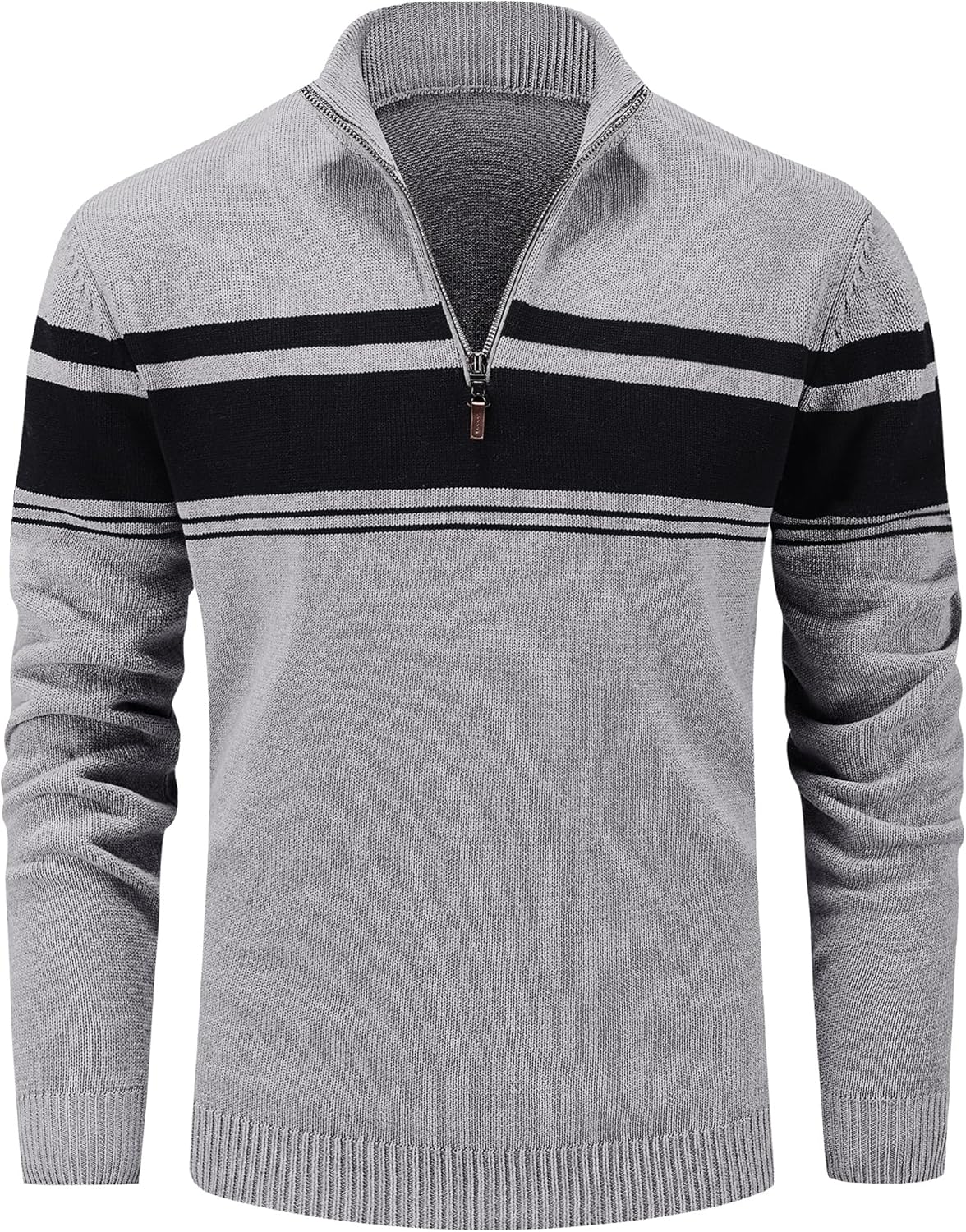 MAGCOMSEN Men's Sweaters 1/4 Zip Cotton Sweater Pullover Polo Sweaters Striped Fall Winter Warm Sweatshirts