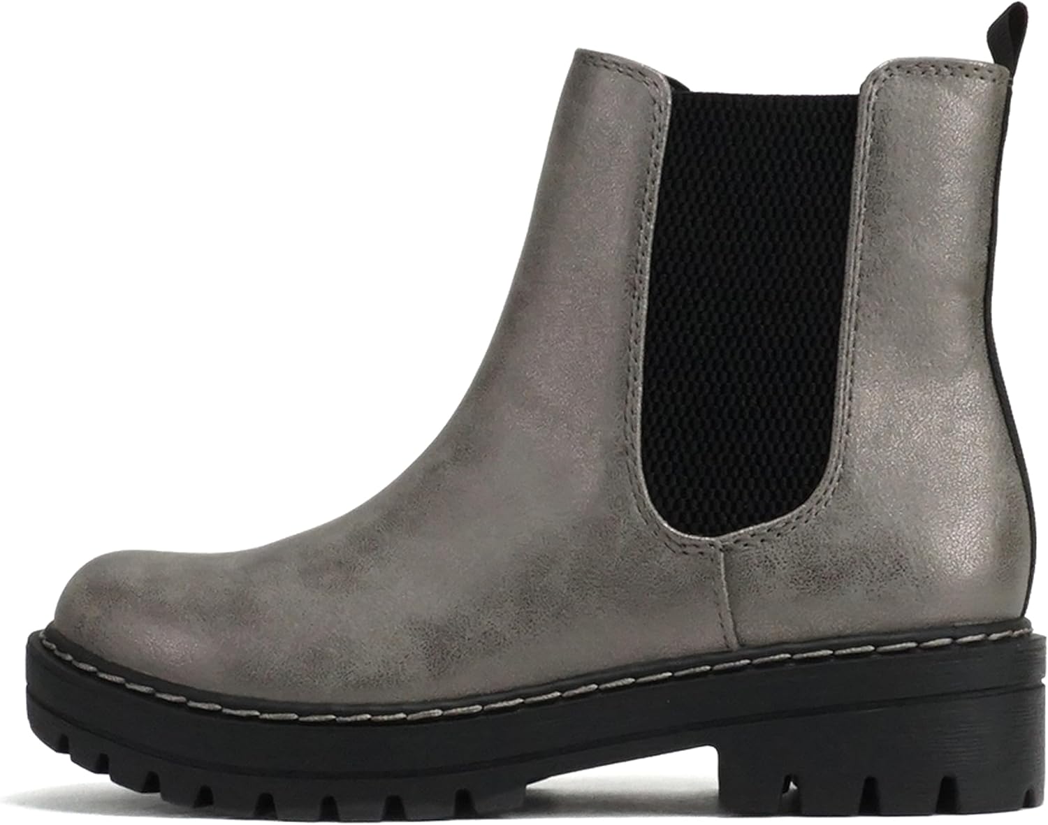 Soda Pilot ~ Women Lug Sole Low Heel Chelsea Fashion Ankle Bootie w/Double Elastic Gore