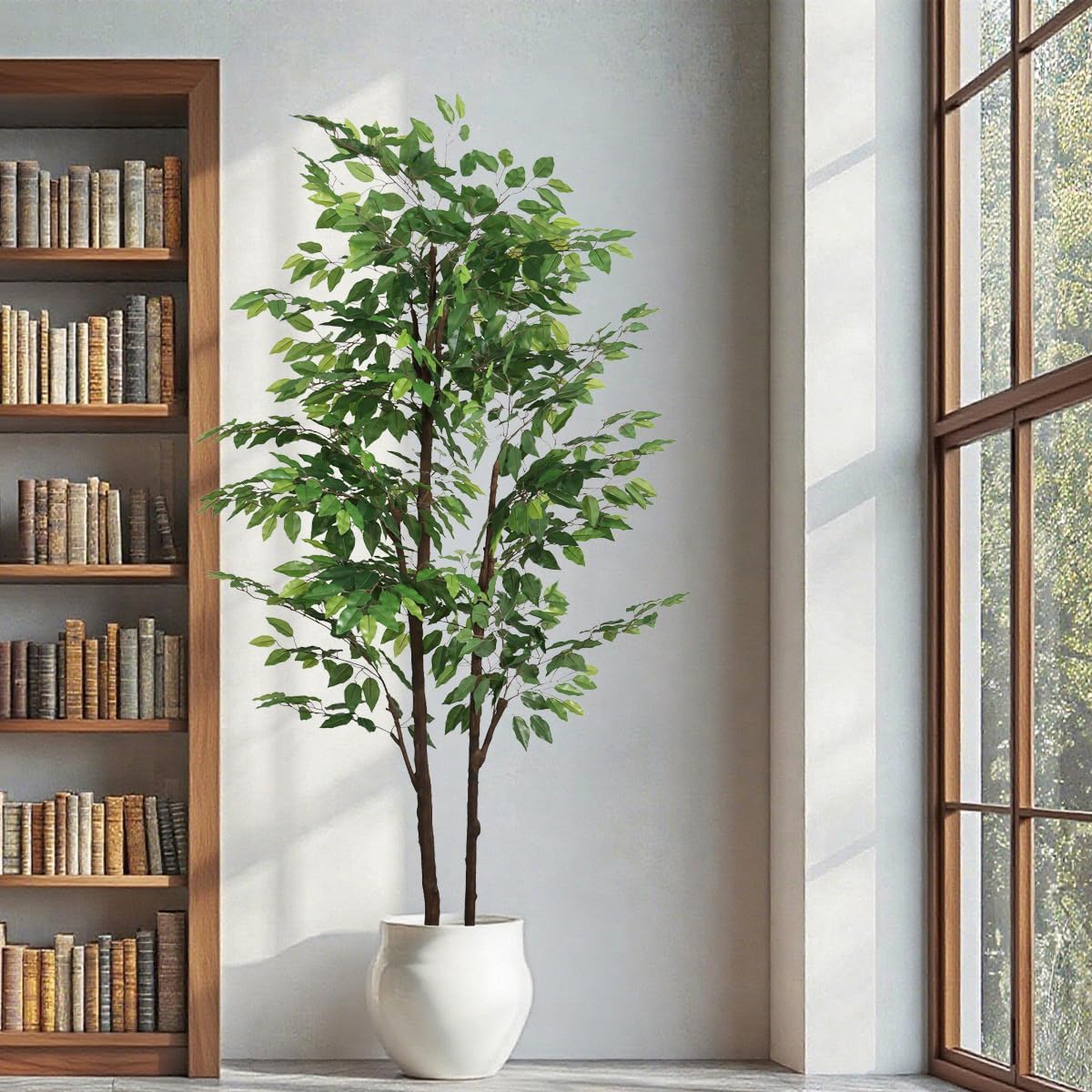 Artificial Cherry Blossom Tree 6ft Tall Indoor Faux White Flower Tree,Fake Cherry Blossom Tree for Home Office Party Wedding Decor