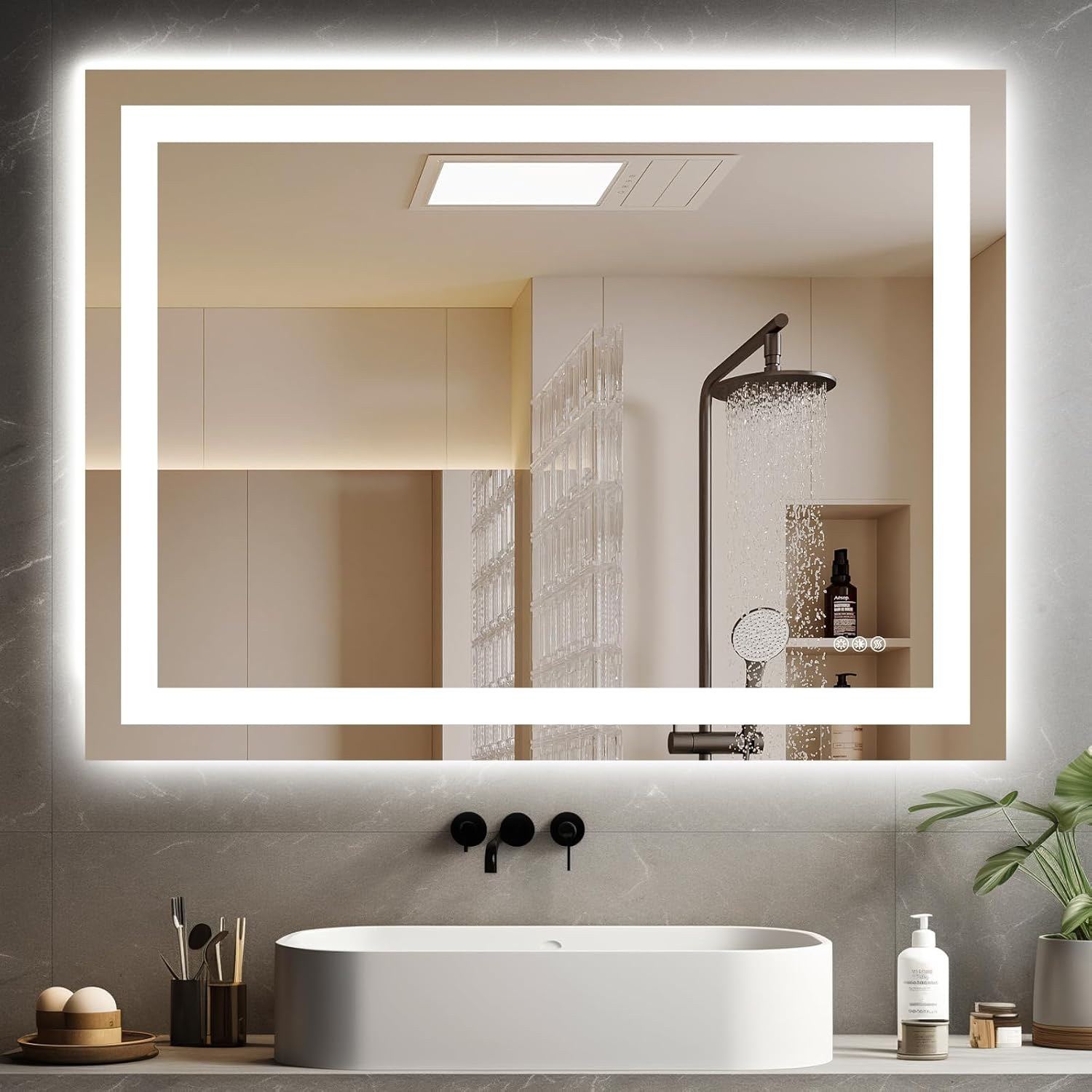40X32 LED Bathroom Mirror with Lights, Anti-Fog, Dimmable, Backlit + Front Lit, Smart Bathroom Vanity Mirror, Memory Function, Shatterproof, Tempered Glass (Horizontal/Vertical)