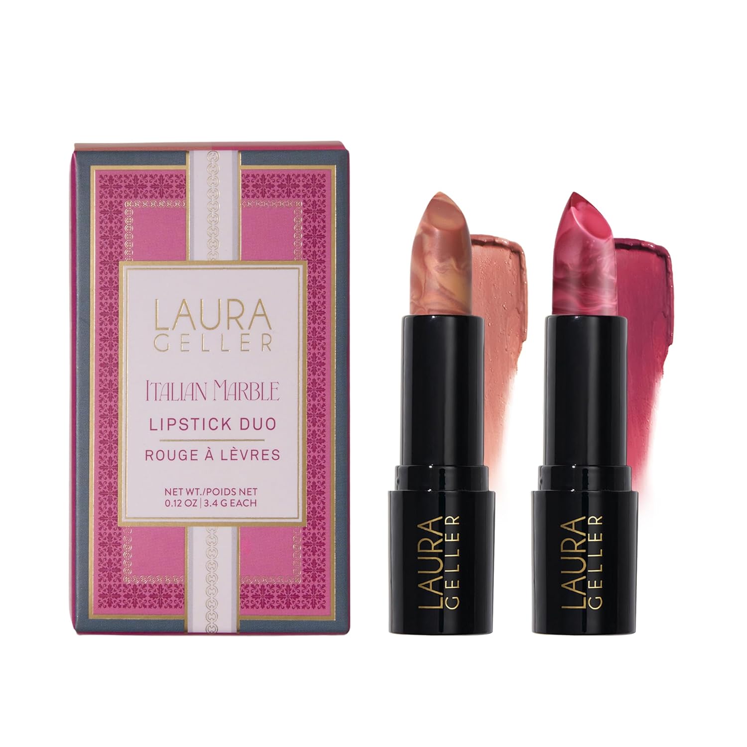 LAURA GELLER NEW YORK Italian Marble Sheer Lipstick - Peach Bellini - Hydrating & Lightweight - Vitamin E & Caster Seed Oil - Cream Finish