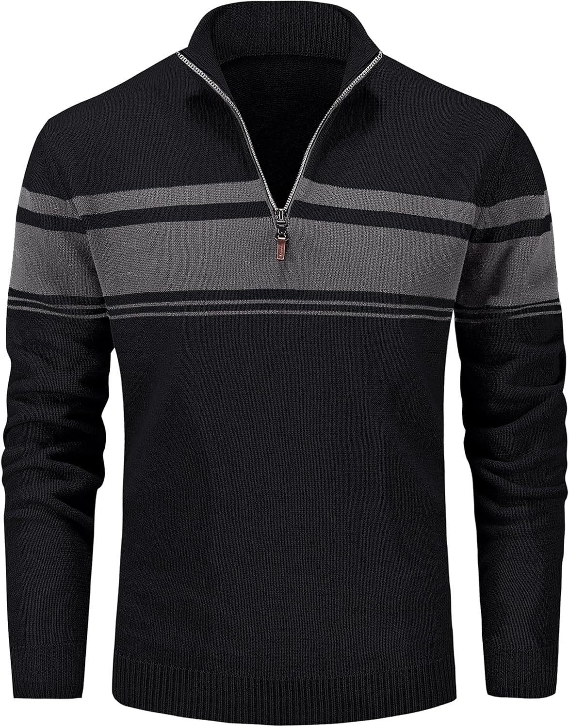 MAGCOMSEN Men's Sweaters 1/4 Zip Cotton Sweater Pullover Polo Sweaters Striped Fall Winter Warm Sweatshirts