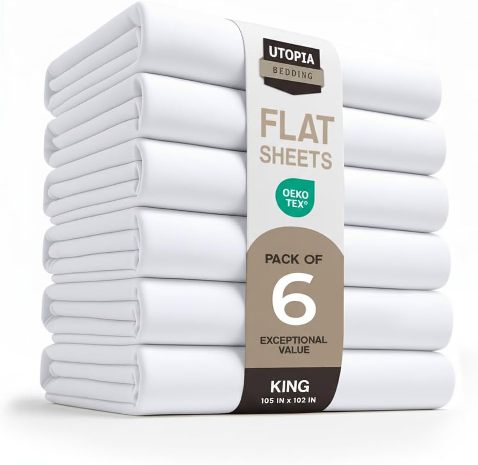 Utopia Bedding Flat Sheet - 1 Pack (Queen, White) - Soft Brushed Microfiber Fabric - Shrinkage & Fade Resistant Top Sheet - Easy Care Bed Sheet