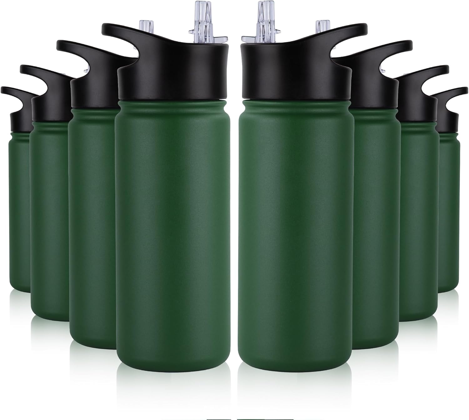 40 oz Insulated Water Bottle with Straw, Stainless Steel Sports Water Bottles with 2 Lids (Straw and Wide Mouth lid), Double Wall Vacuum, Leakproof, BPA-Free, Black