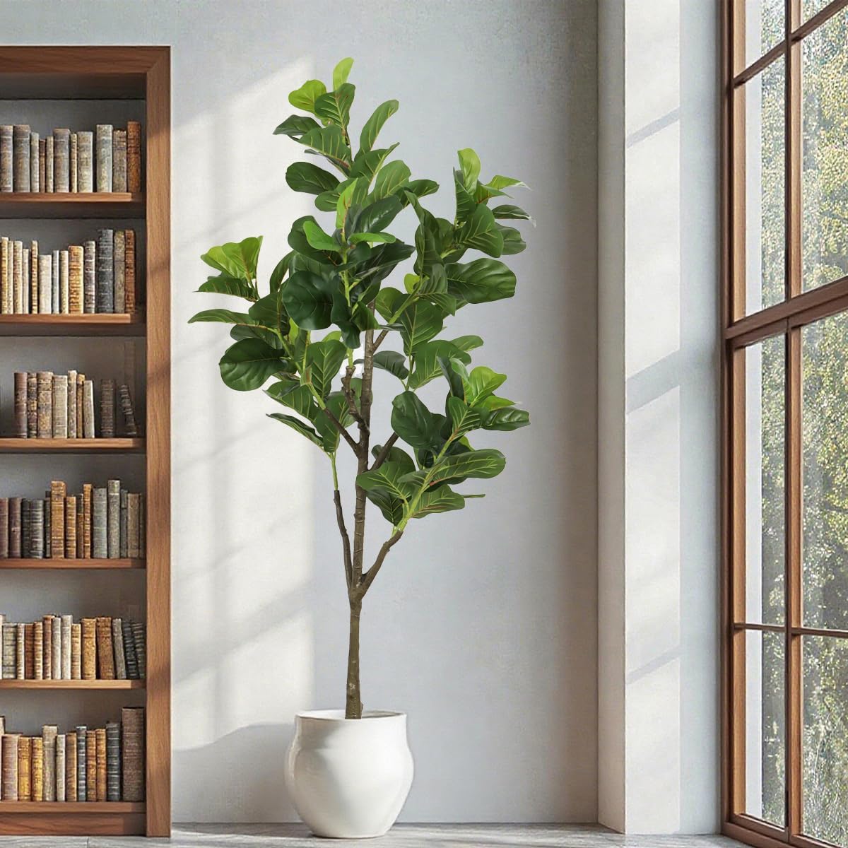 Artificial Cherry Blossom Tree 6ft Tall Indoor Faux White Flower Tree,Fake Cherry Blossom Tree for Home Office Party Wedding Decor