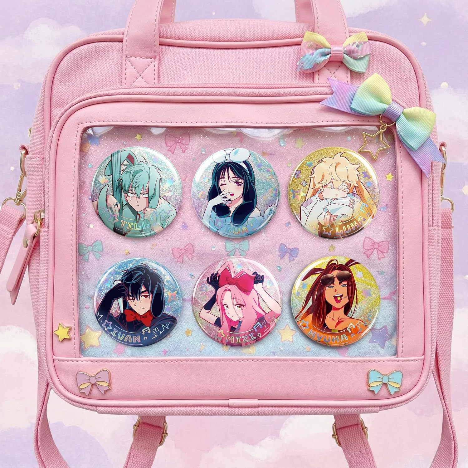 Alien Stage Rabbit Series Blind Box Holographic Button Pins, Officially Licensed Anime ALNST Collectible Merch for Ita Bags (Single Pack, Contains One Random Character)