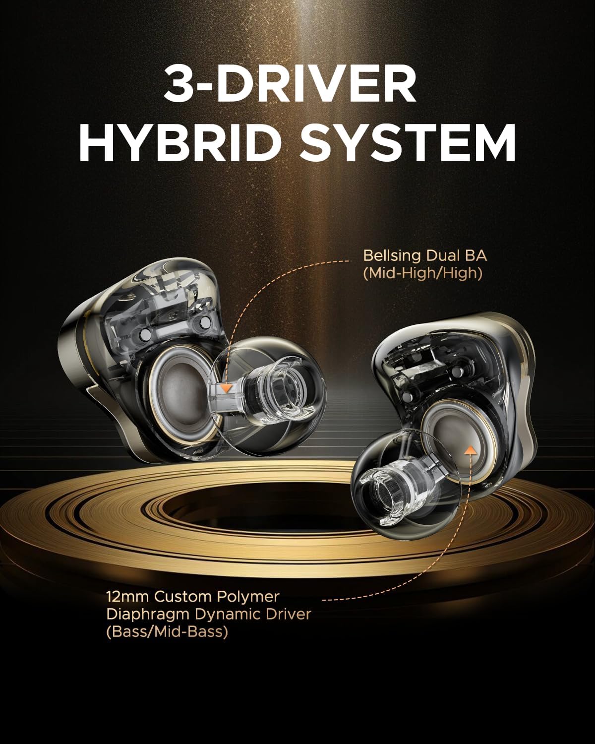 SoundPEATS H3 Hi-Res Wireless Bluetooth Headphones with LDAC, aptX Lossless, Triple Units (1DD+2BA), 55dB Active Noise Cancellation, 6 AI Microphones, Transparent Mode, BT5.4, APP, 37H, IPX5