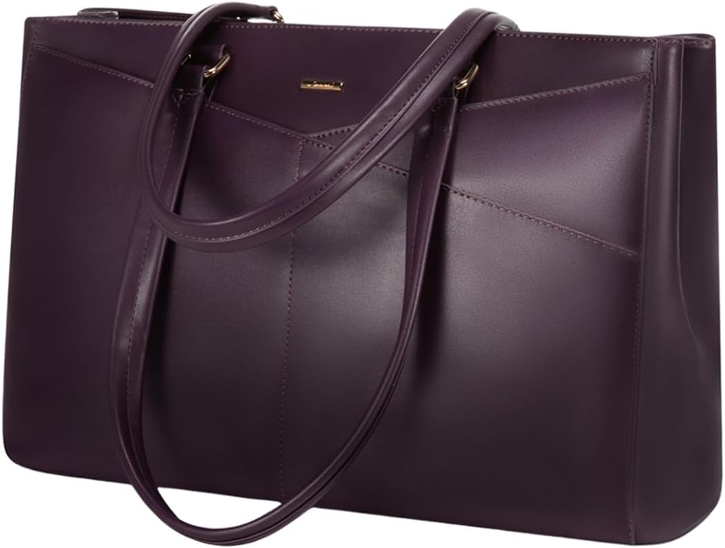 LOVEVOOK Laptop Tote Bag for Women 15.6 Inch Waterproof Leather Computer Bags Business Office Work Briefcase Black