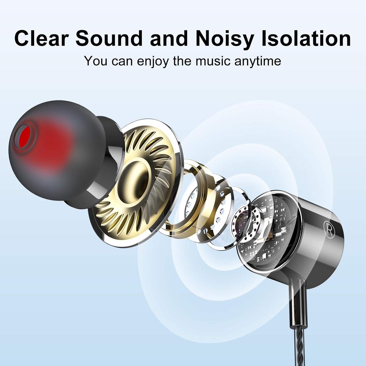 2 Pack Wired Earbuds with Microphone, In-Ear Headphones Wired with Noise Blocking &Volume Control, Premium Sound& Lightweight Corded Earphones for Laptops, Tablets, MP3 & Most 3.5mm Interface Devices