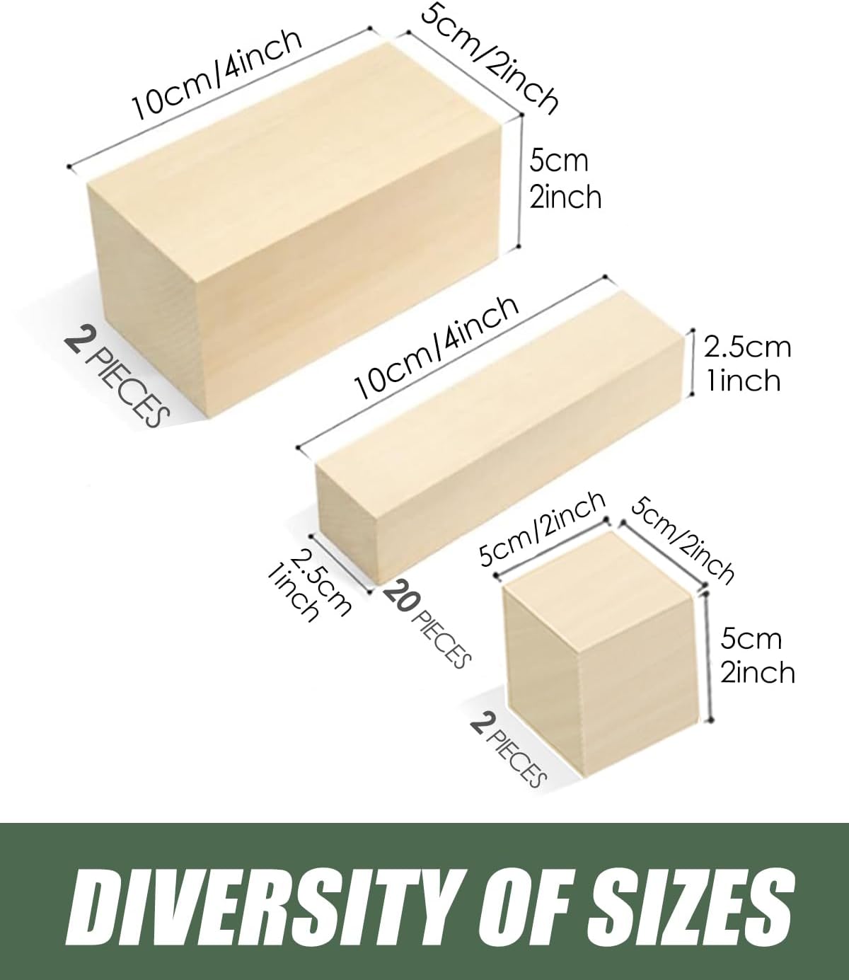Basswood Carving Blocks 24PCS: Whittling Wood Blocks Wood Carving Kit with 3 Different Sizes - Soft Woodworking Blanks for Crafts Beginners Kids Adults