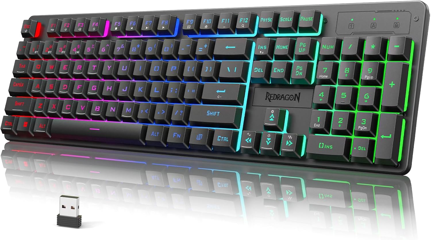 Redragon K521 Upgrade Rainbow LED Gaming Keyboard, 104 Keys Wired Mechanical Feeling Keyboard with Multimedia Keys, One-Touch Backlit, Anti-Ghosting, Compatible with PC, Mac, PS4/5, Xbox