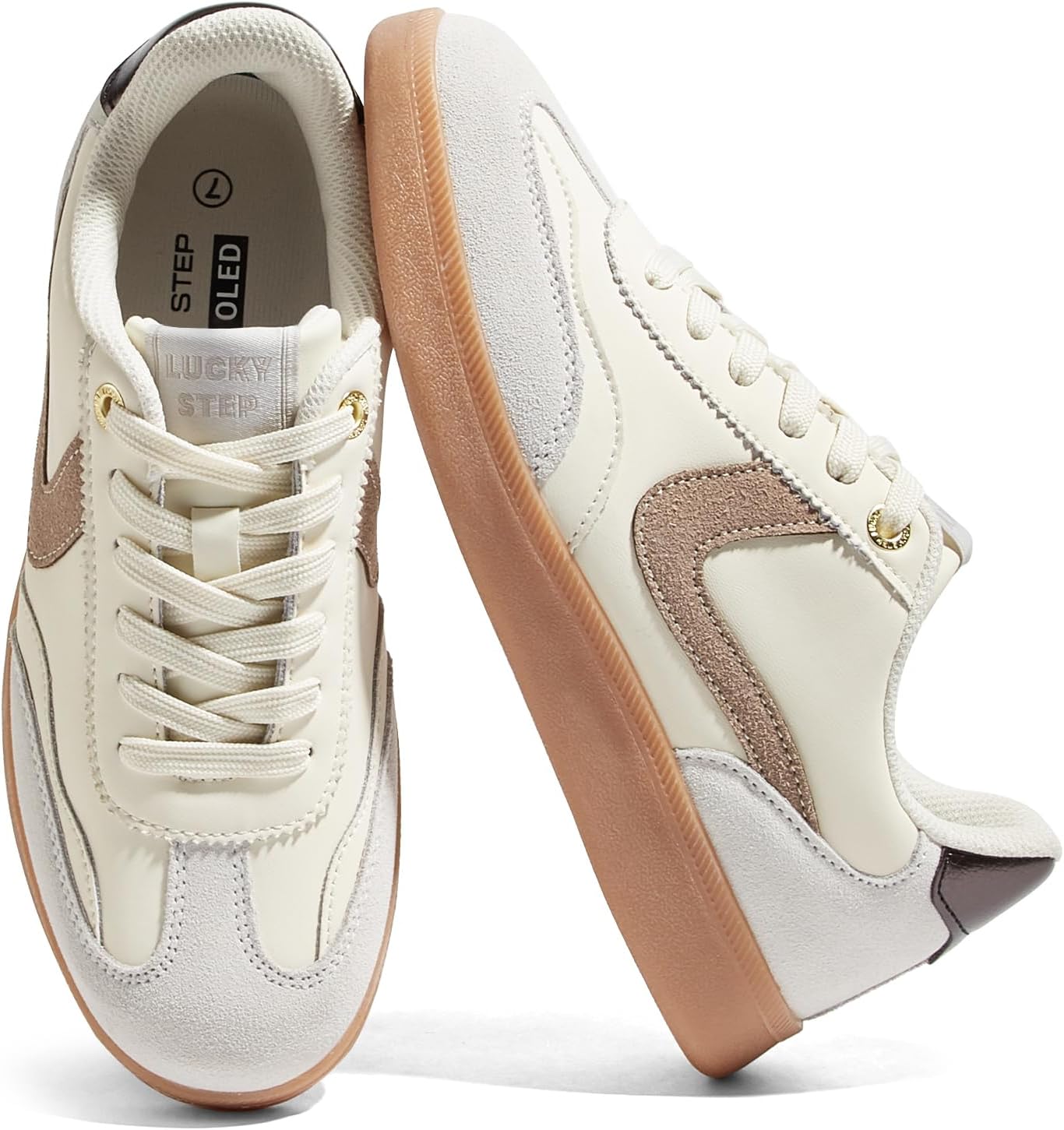 LUCKY STEP Women's Retro Fashion Sneakers Classic Casual Walking Shoes Non Slip Comfort Skate Shoes