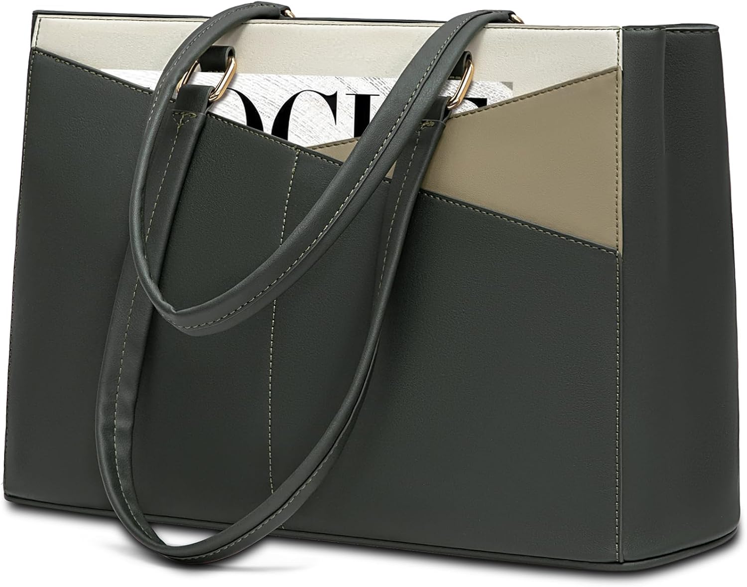 LOVEVOOK Laptop Tote Bag for Women 15.6 Inch Waterproof Leather Computer Bags Business Office Work Briefcase Black