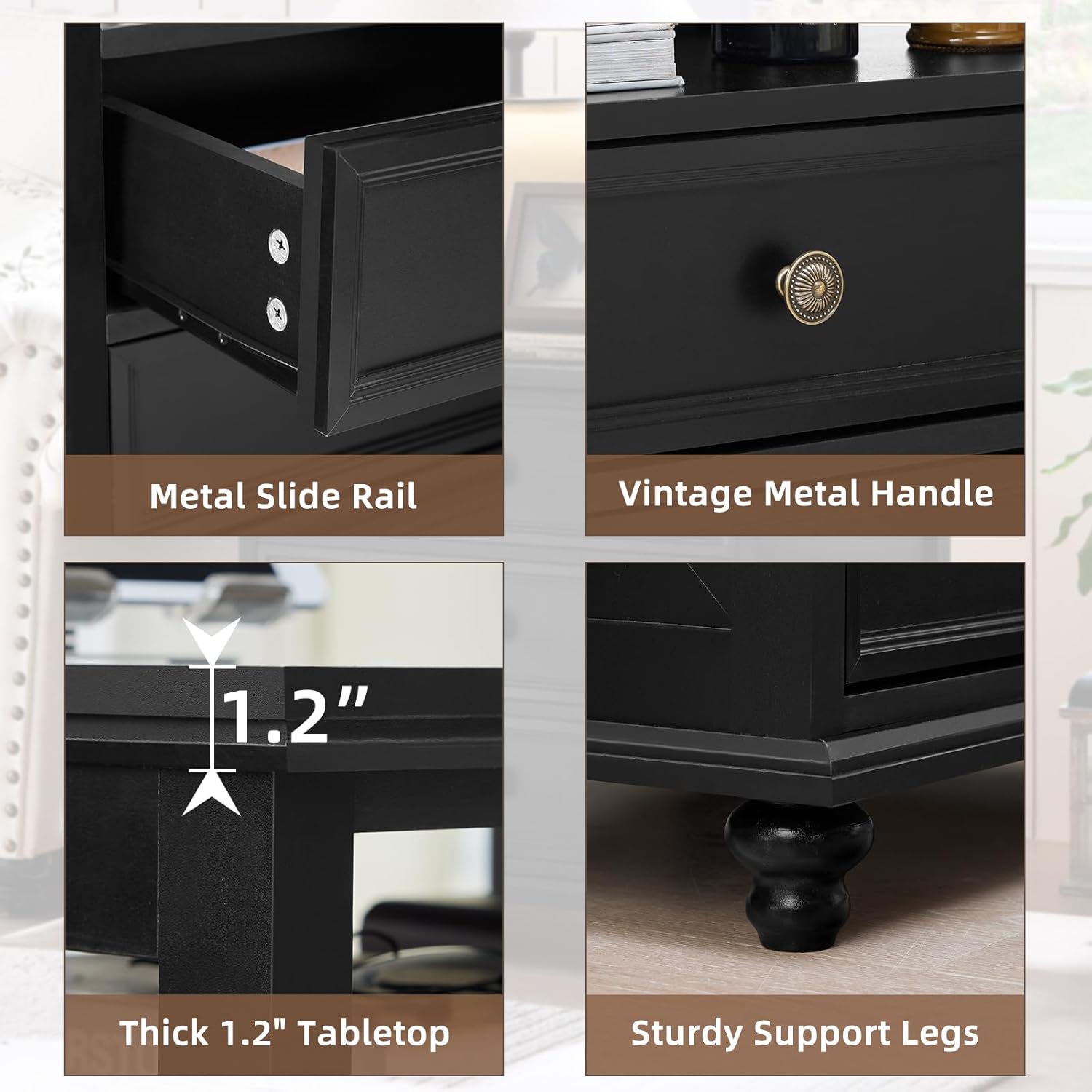 Farmhouse Nightstand with Charging Station, 24