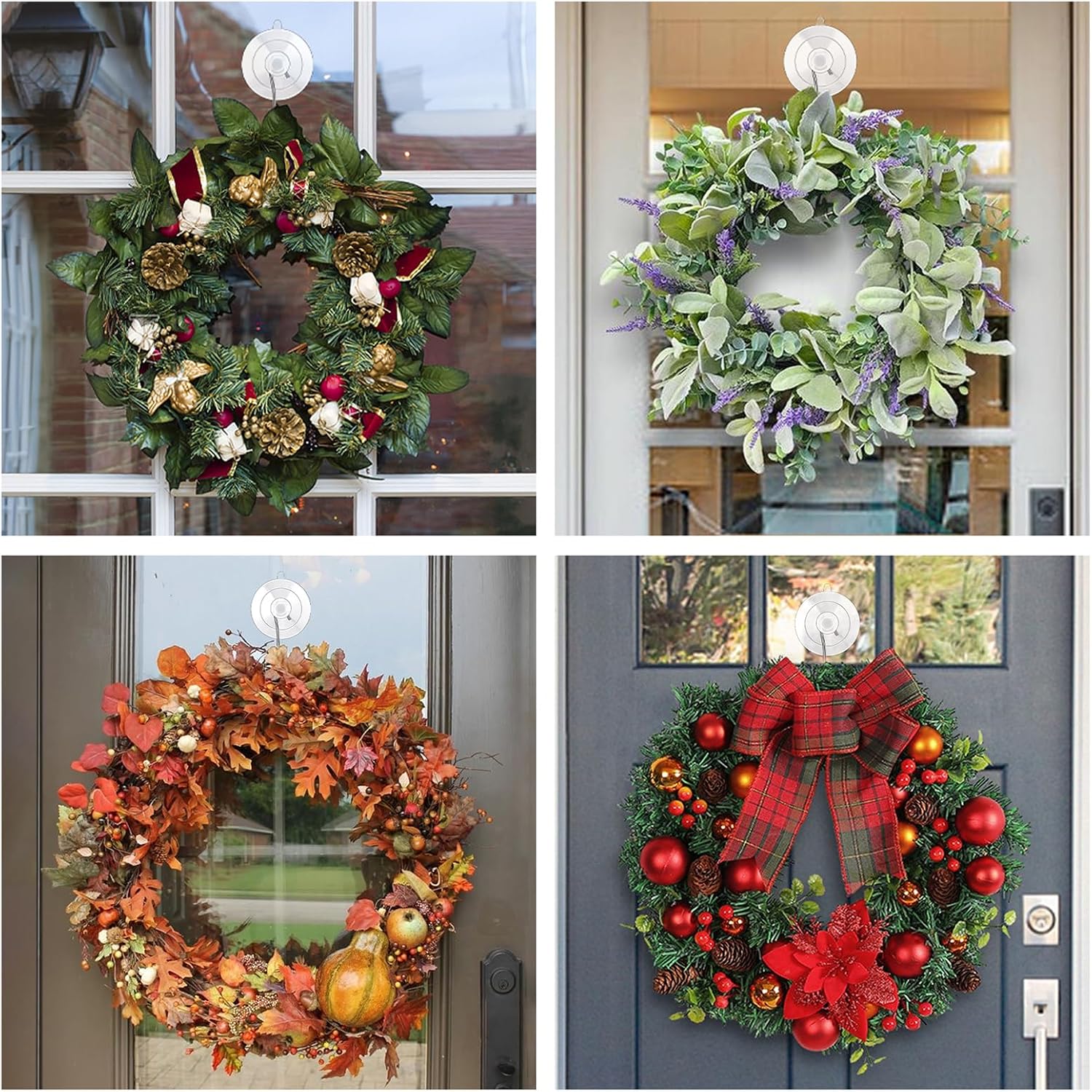 KORCCI Suction Cup Hooks 12Pack - Max Load 10LB, 1.77Inch Clear Medium Suction Cups, No Trace, Reusable & Removable, Stainless Steel Hooks, for Tile, Glass, Window, Shower, Kitchen, Bathroom