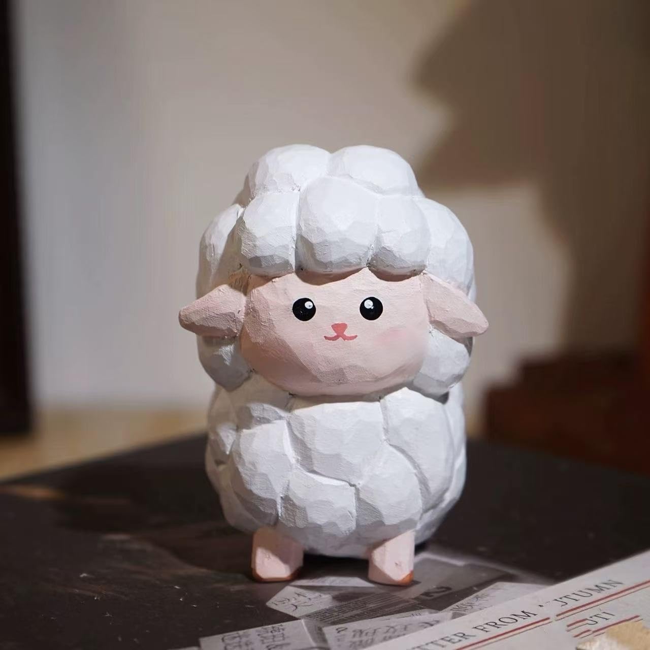 Small Wooden Monkey Figurines Craft, 1.6’’H Hand-Carved Painted Monkey Figurine with Base, Cute Desktop Decor, Wooden Animal Statue Home Decor, Gift for Animal Lovers