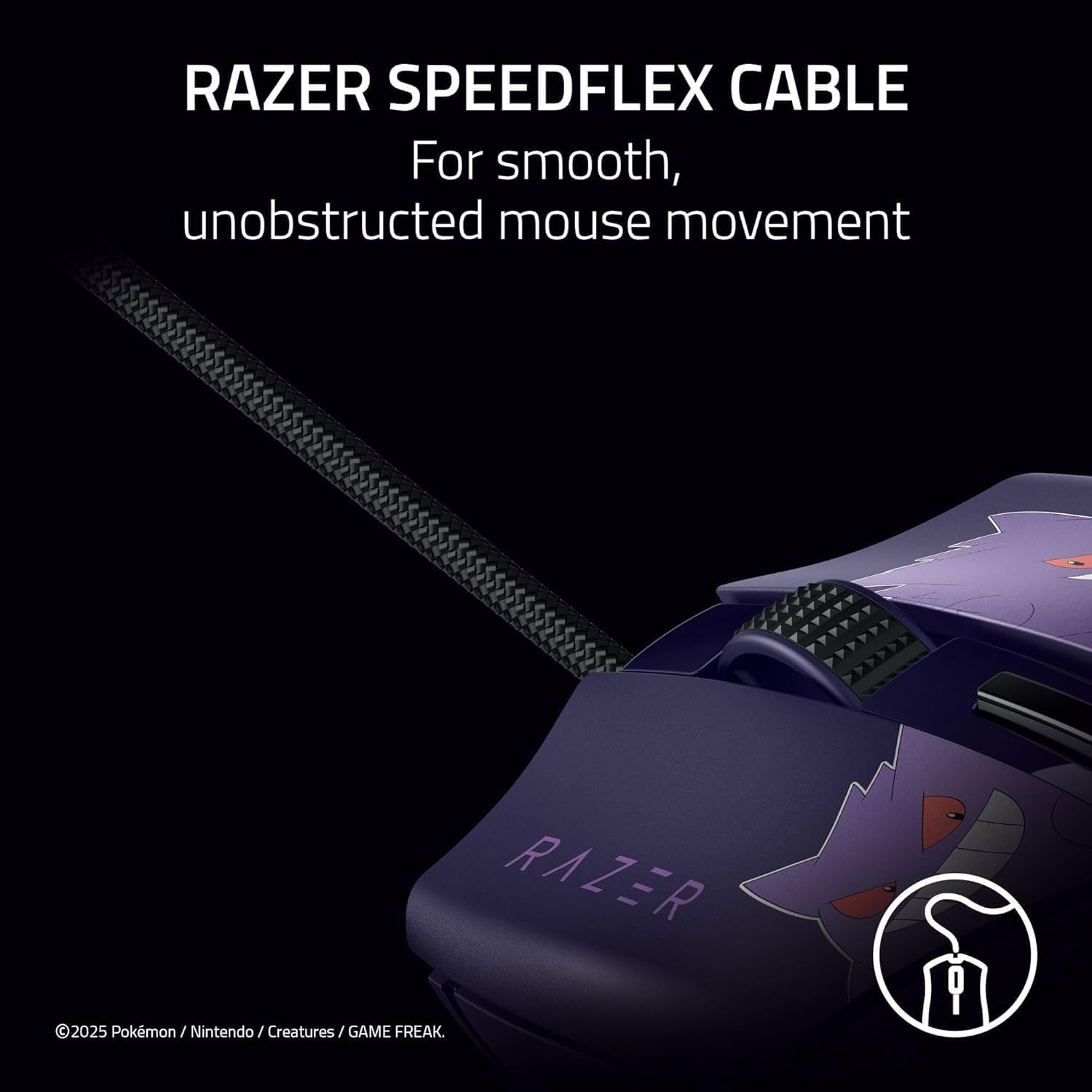 Razer Cobra Gengar Edition - Lightweight Wired Gaming Mouse - 8500 DPI Sensor - 58g - 3rd Generation Optical Mouse switches - Chroma Lighting - Speedflex Cable - PC/MAC | Pokémon Gengar